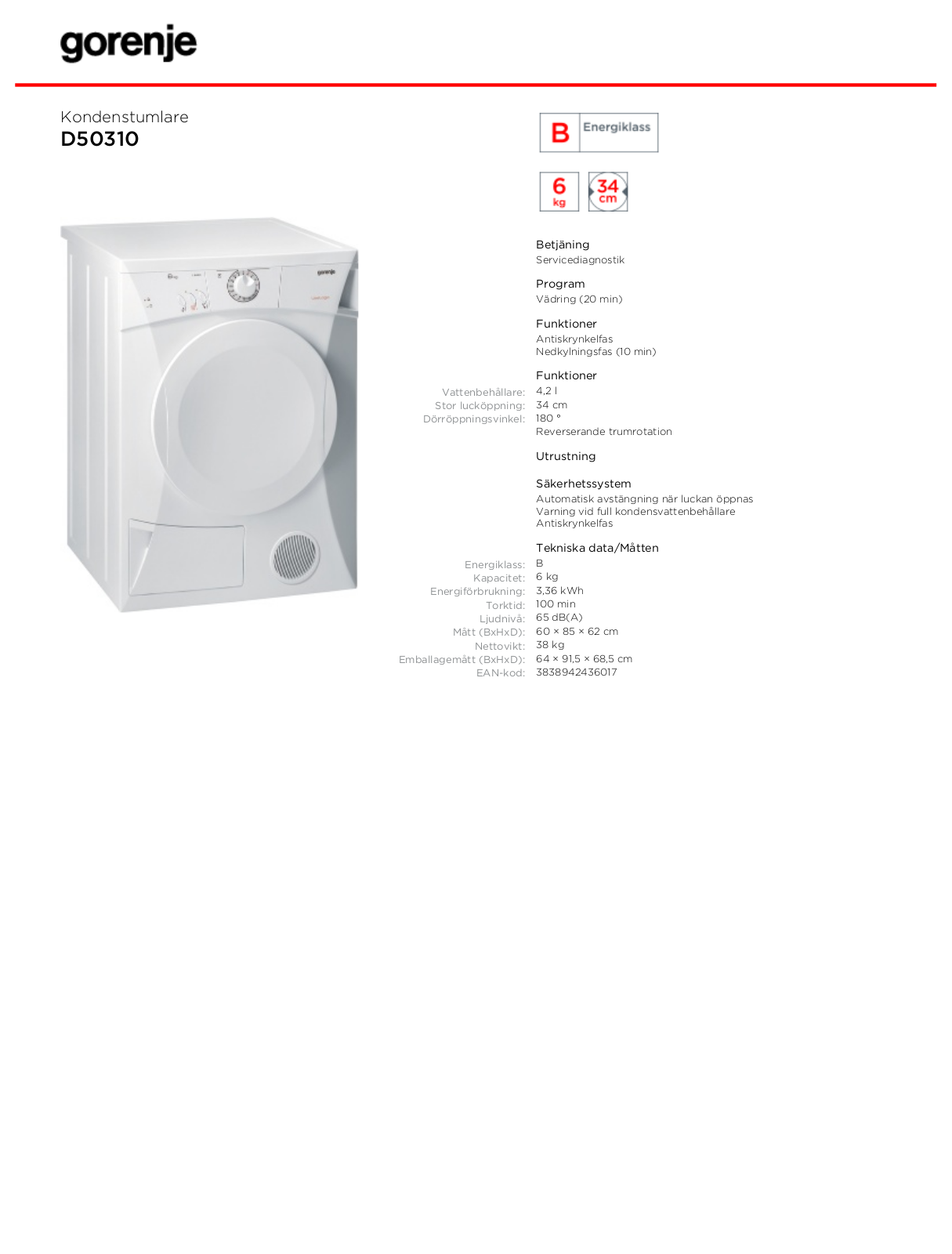 Gorenje D50310 BROCHURE