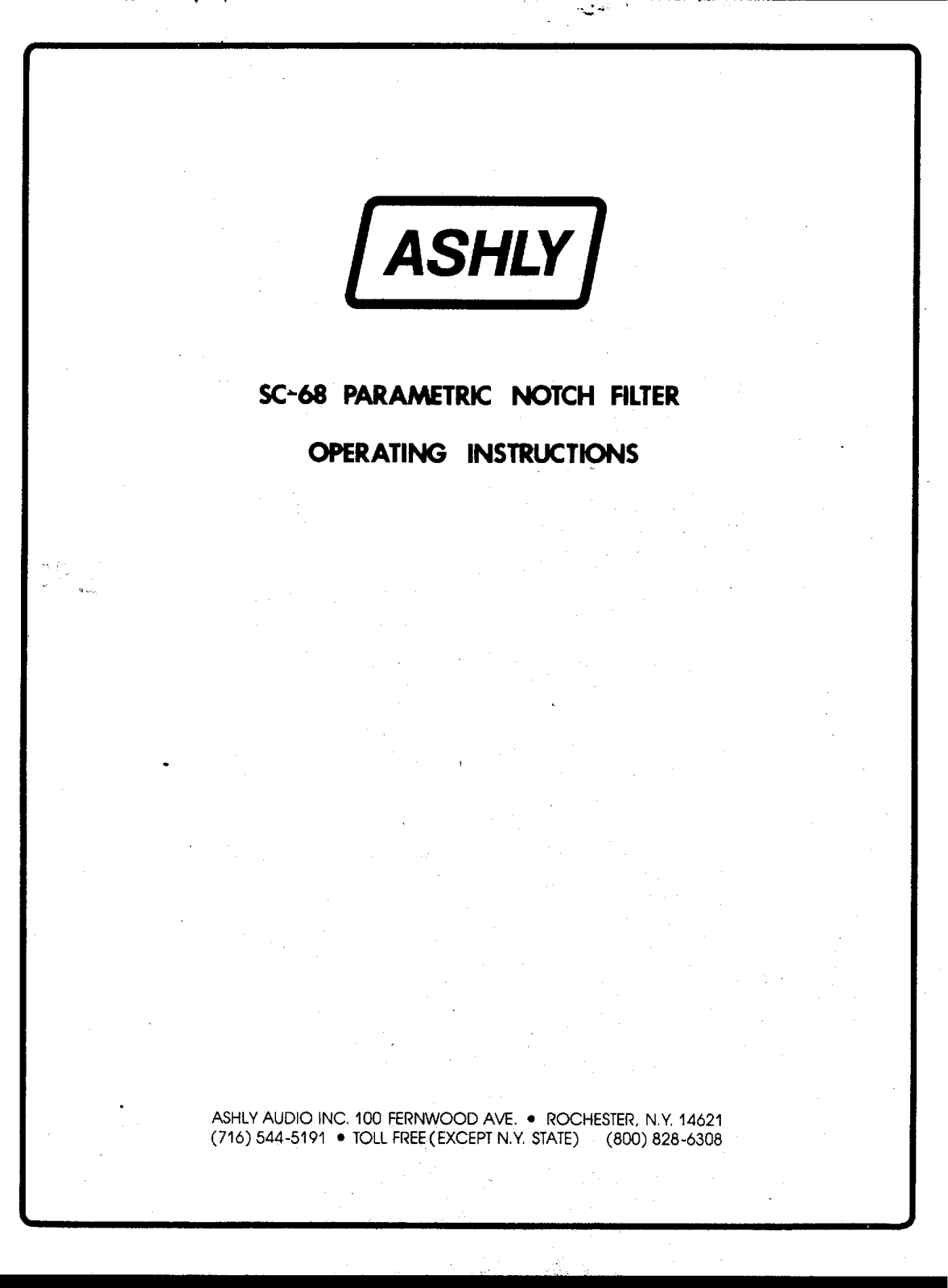 Ashly SC68 User Manual