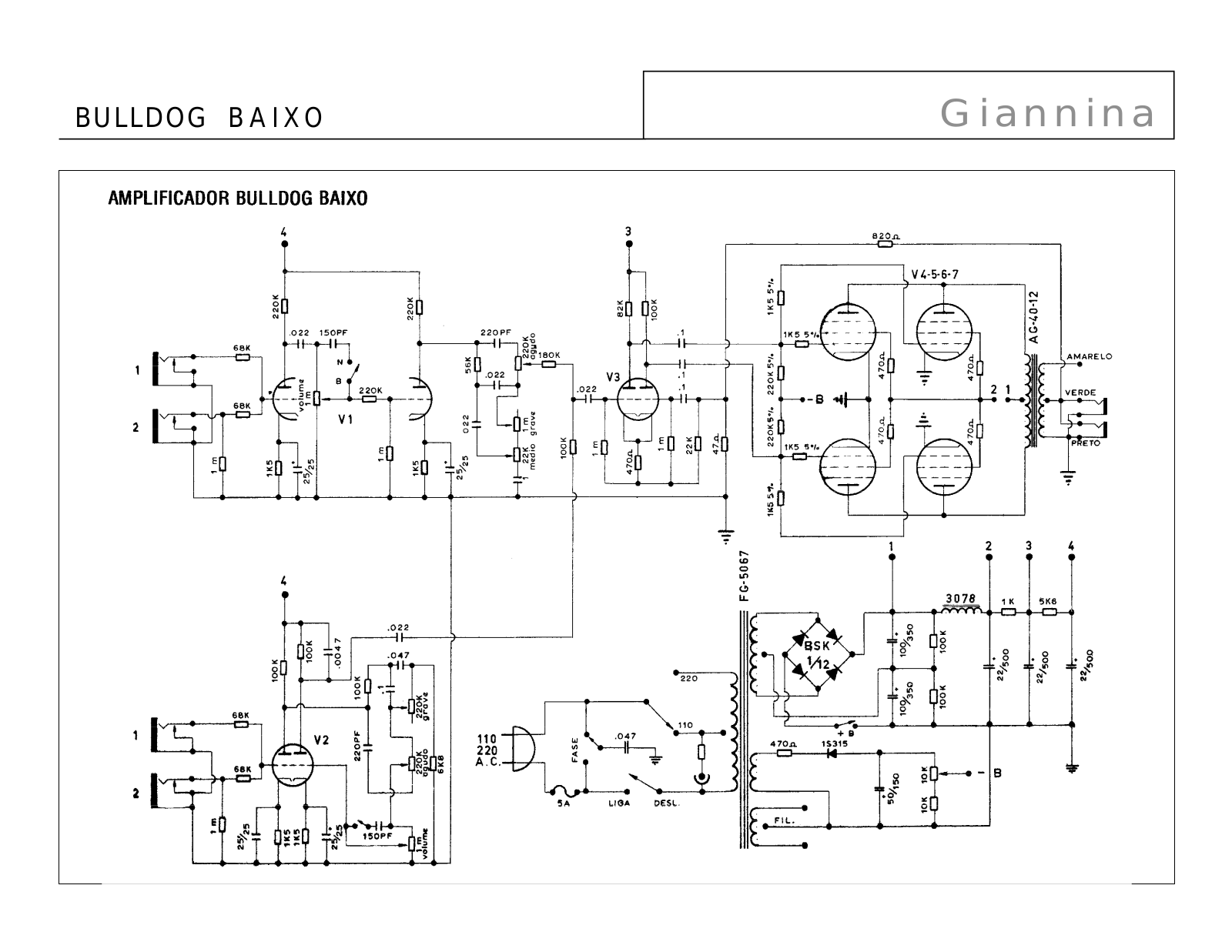 Giannini Bulldog Baixo Schematic