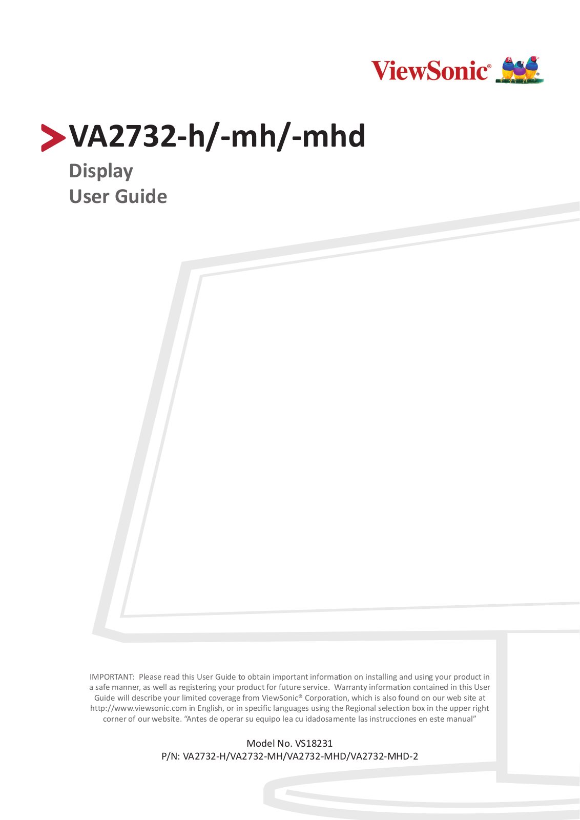 ViewSonic VS18231, VA2732-MH, VA2732-MHD, VA2732-MHD-2 Users manual