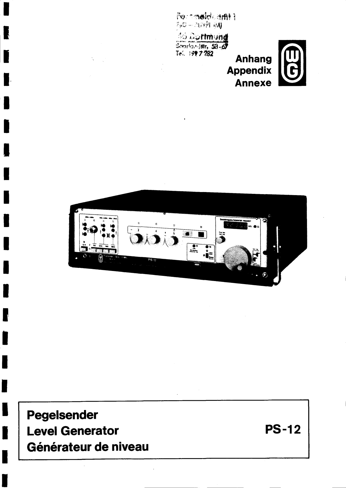 Wandel & Goltermann PS-12 Service Manual