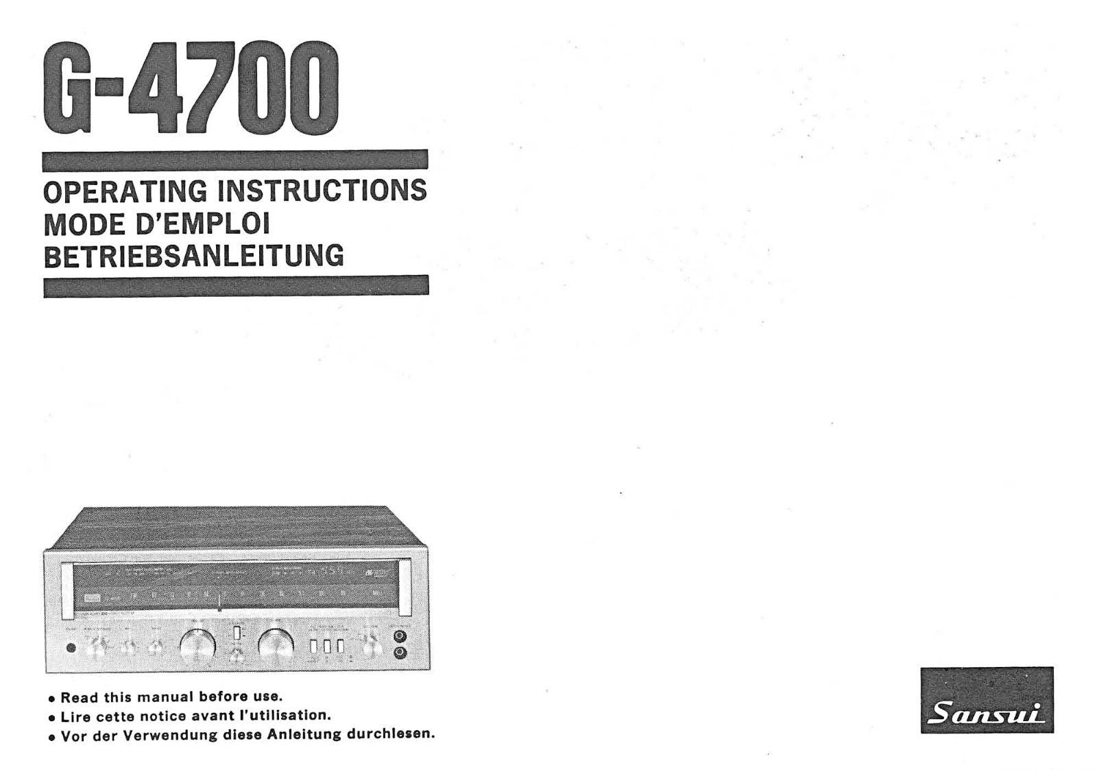 Sansui G-4700 Owners Manual