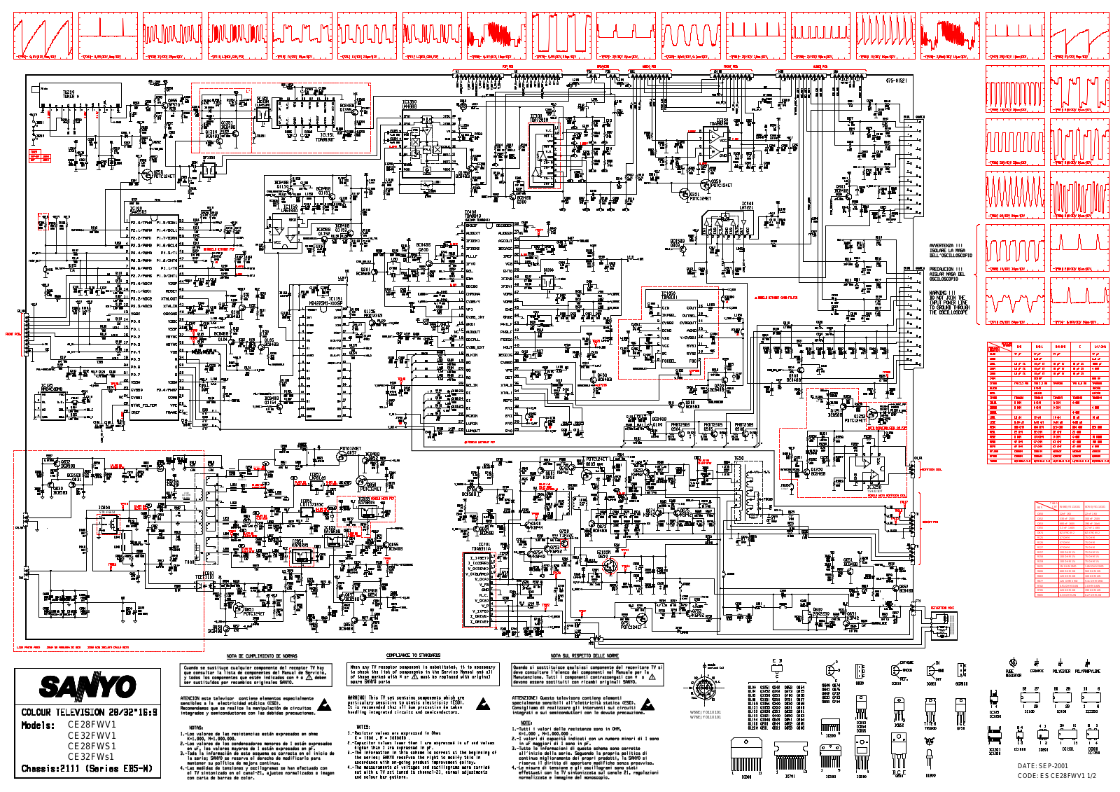 SANYO CE28FWV1, CE32FWV1, CE28FWS1, CE32FWs1 Diagram