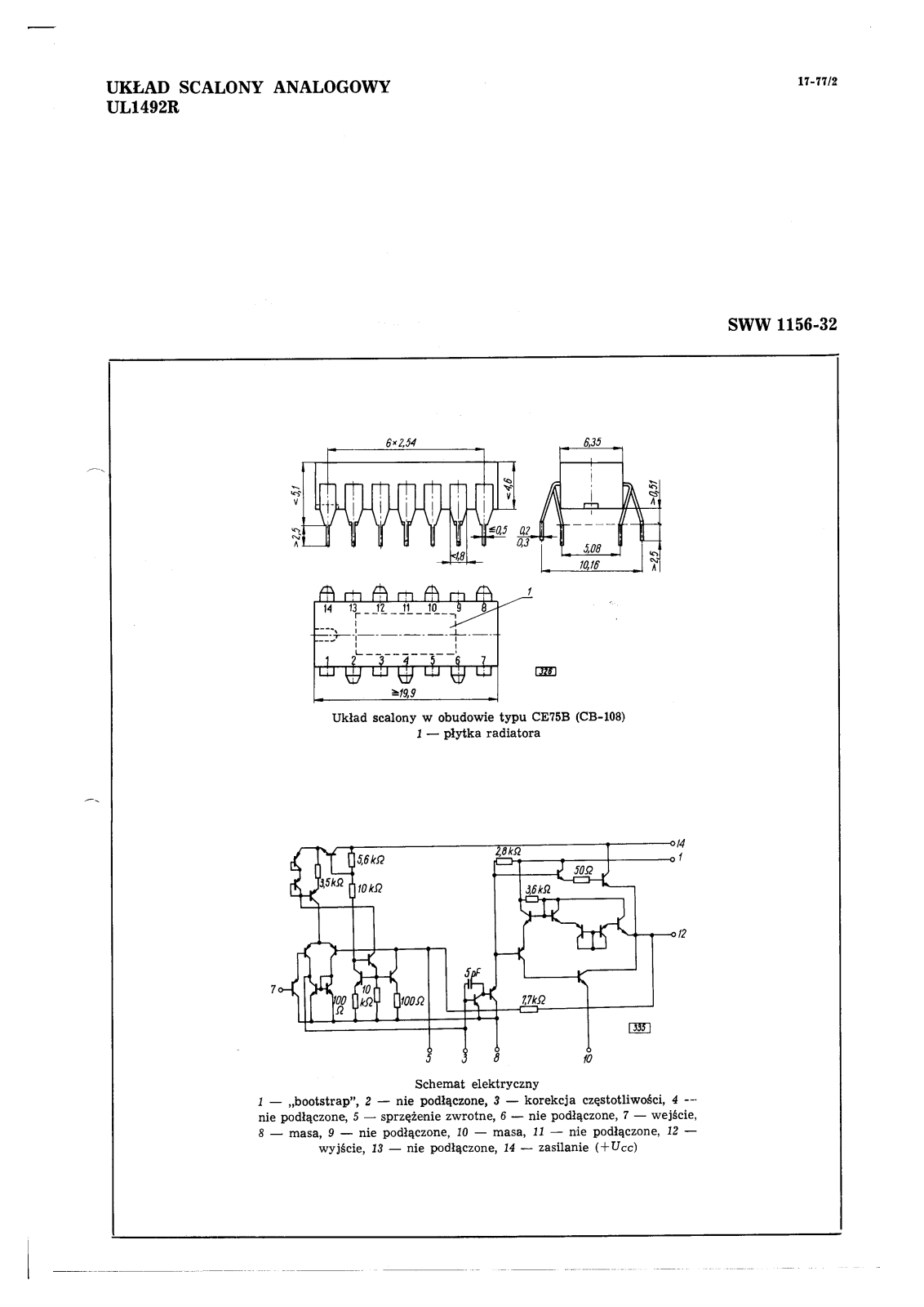 UNITRA UL1492R, UL1492 Datasheet