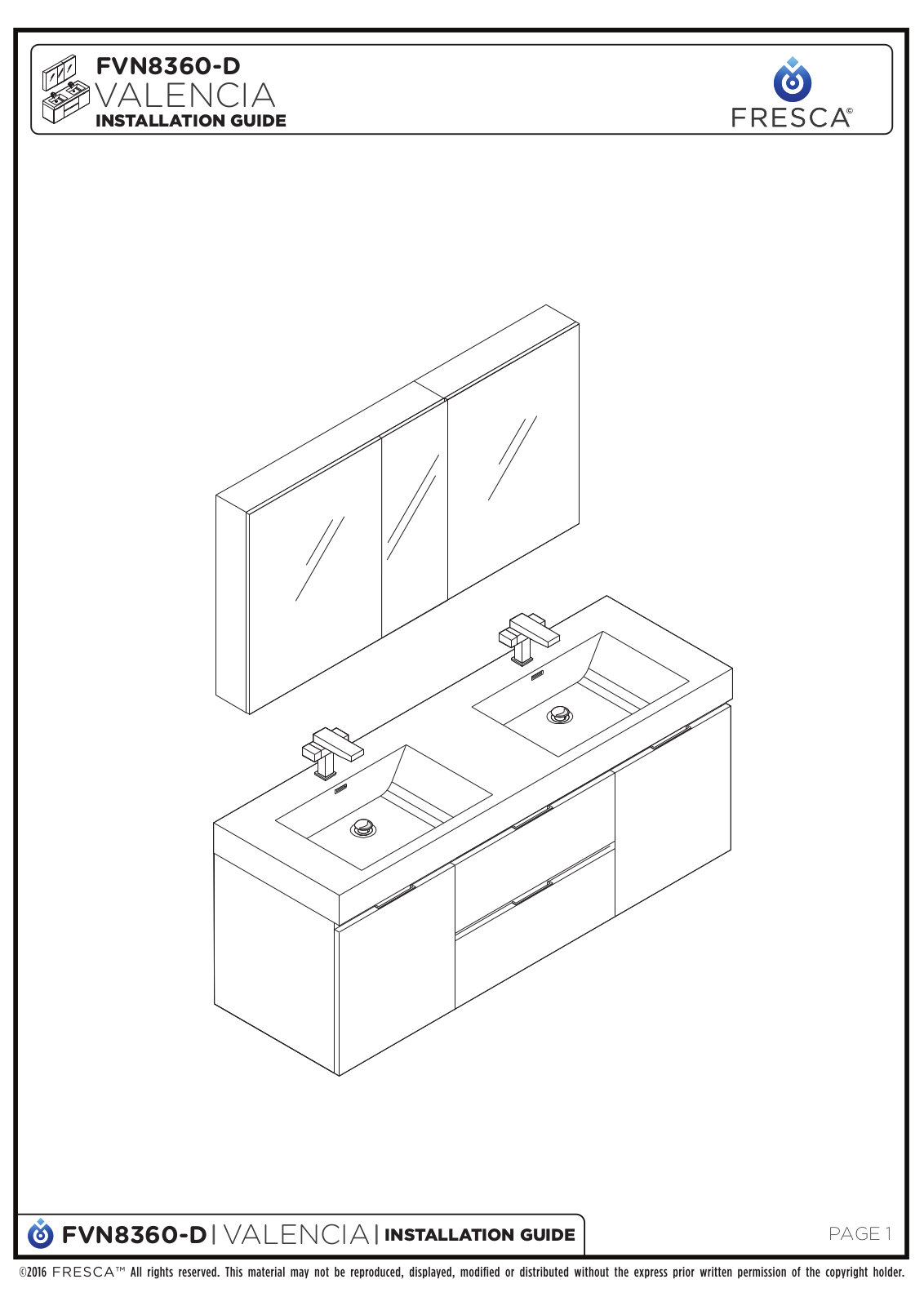 Fresca FCB8360WHDI Installation Manual