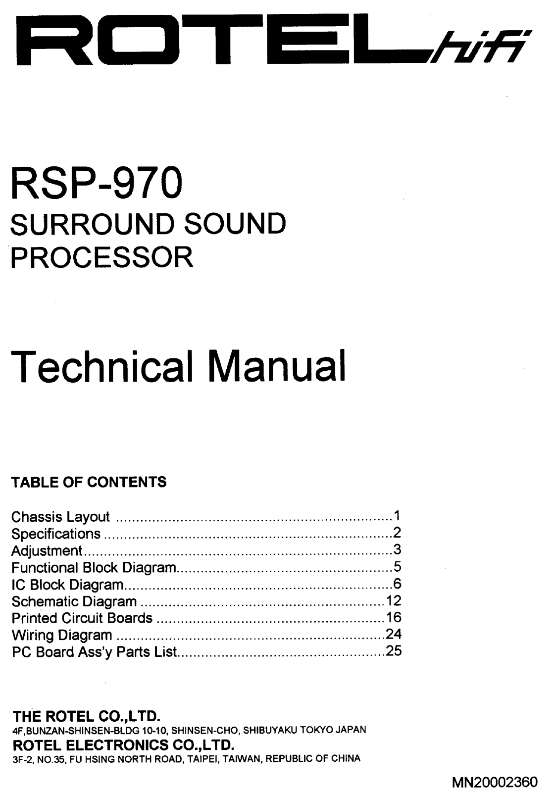 Rotel RSP-970 Service manual