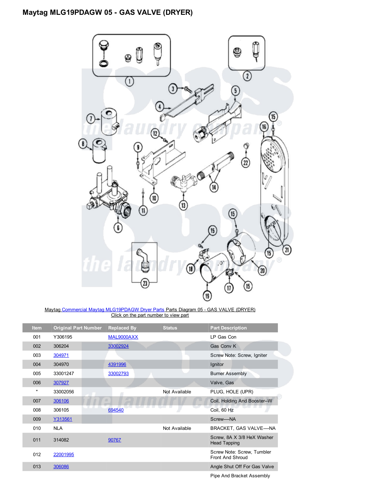 Maytag MLG19PDAGW Parts Diagram