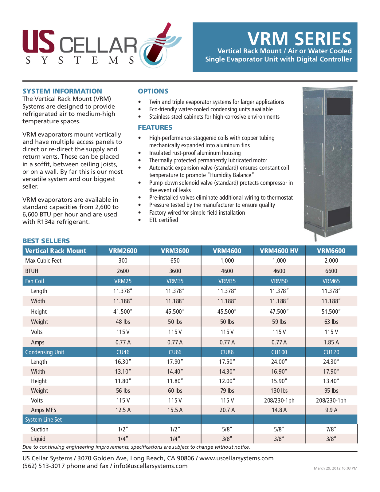 Vintage Cellars VRM Series Split System User Manual