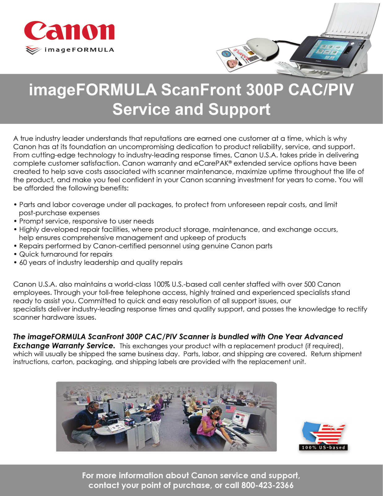 Canon imageFORMULA ScanFront 300P CAC, imageFORMULA ScanFront 300P PIV Professional Service & Support