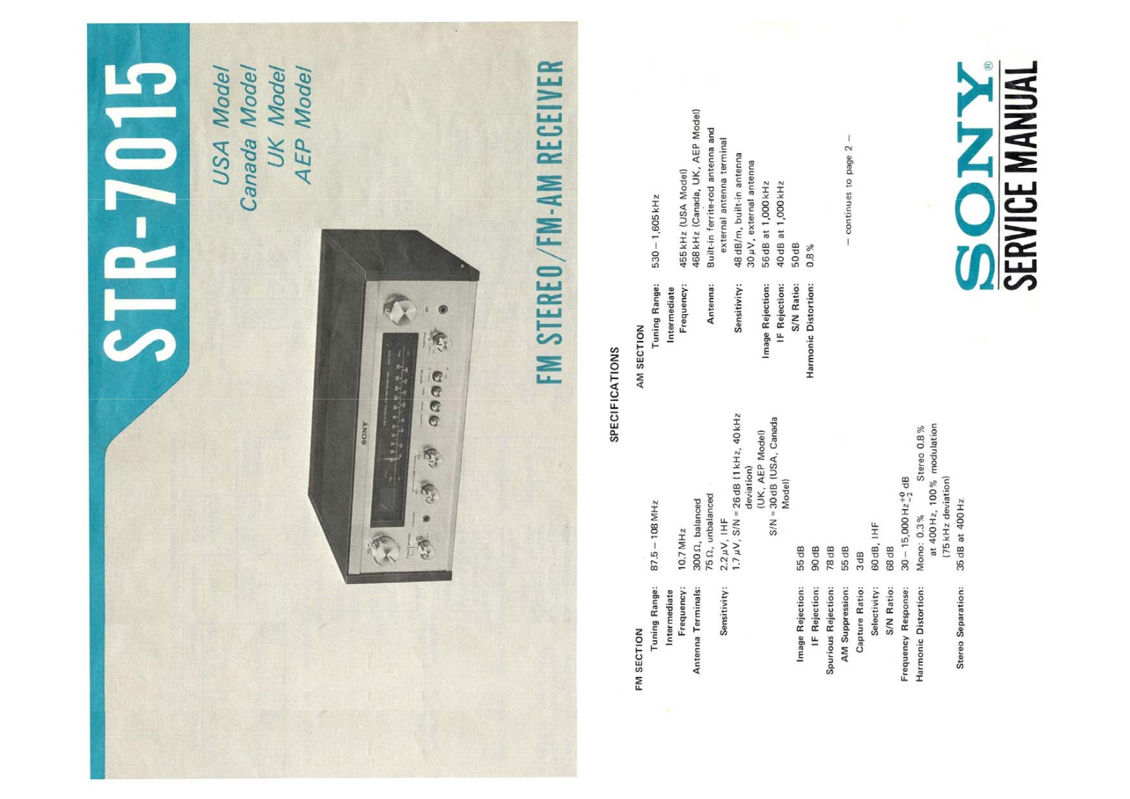 Sony STR-7015 Service Manual