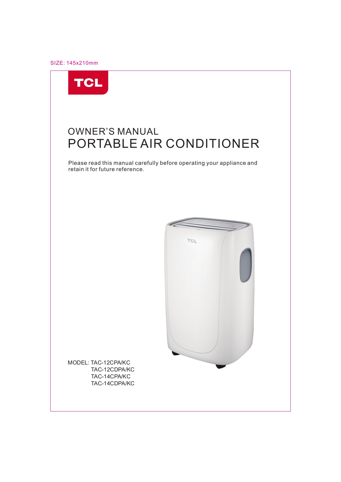 TCL TAC-12CPA/KC, TAC-12CDPA/KC, TAC-14CPA/KC, TAC-14CDPA/KC Users guide