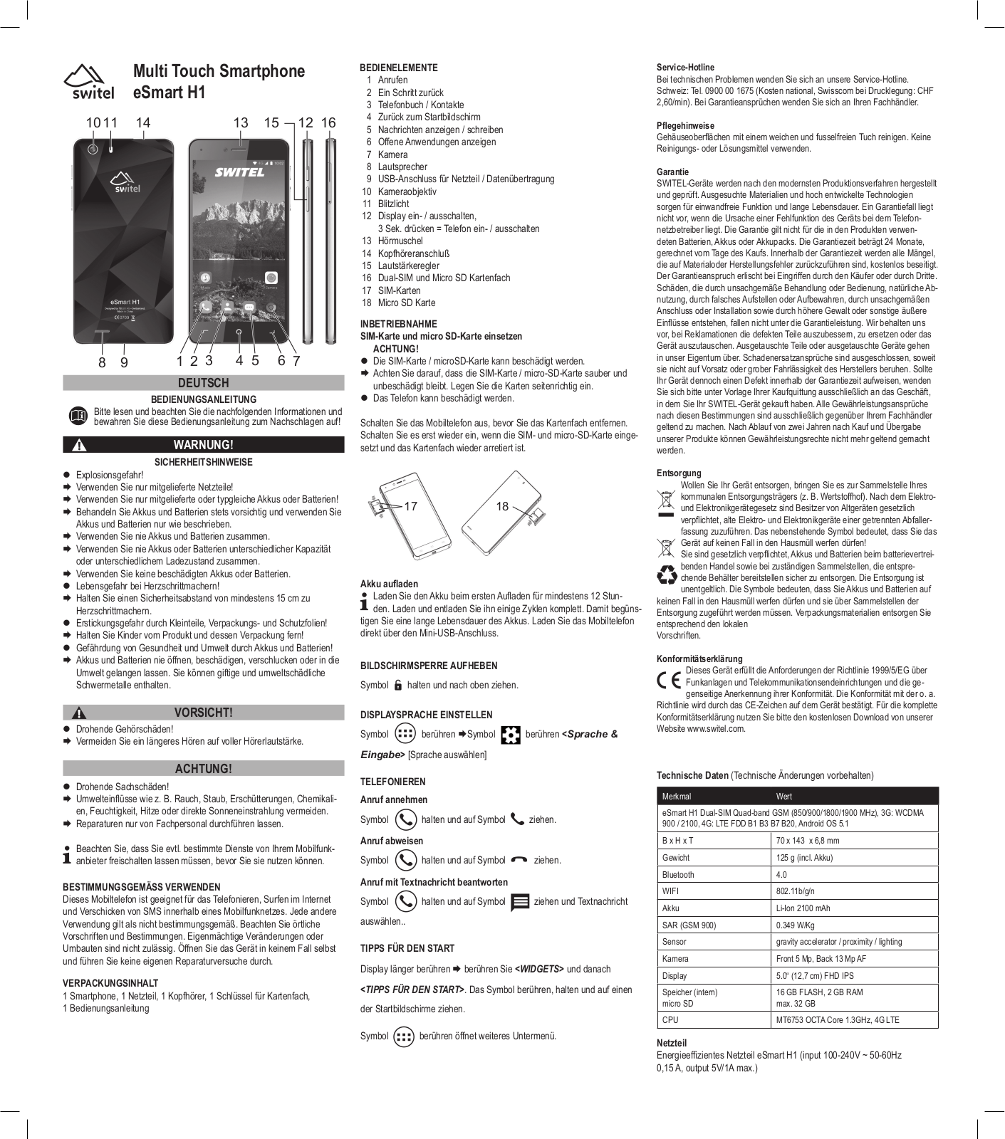 Switel H1 Operating Instructions