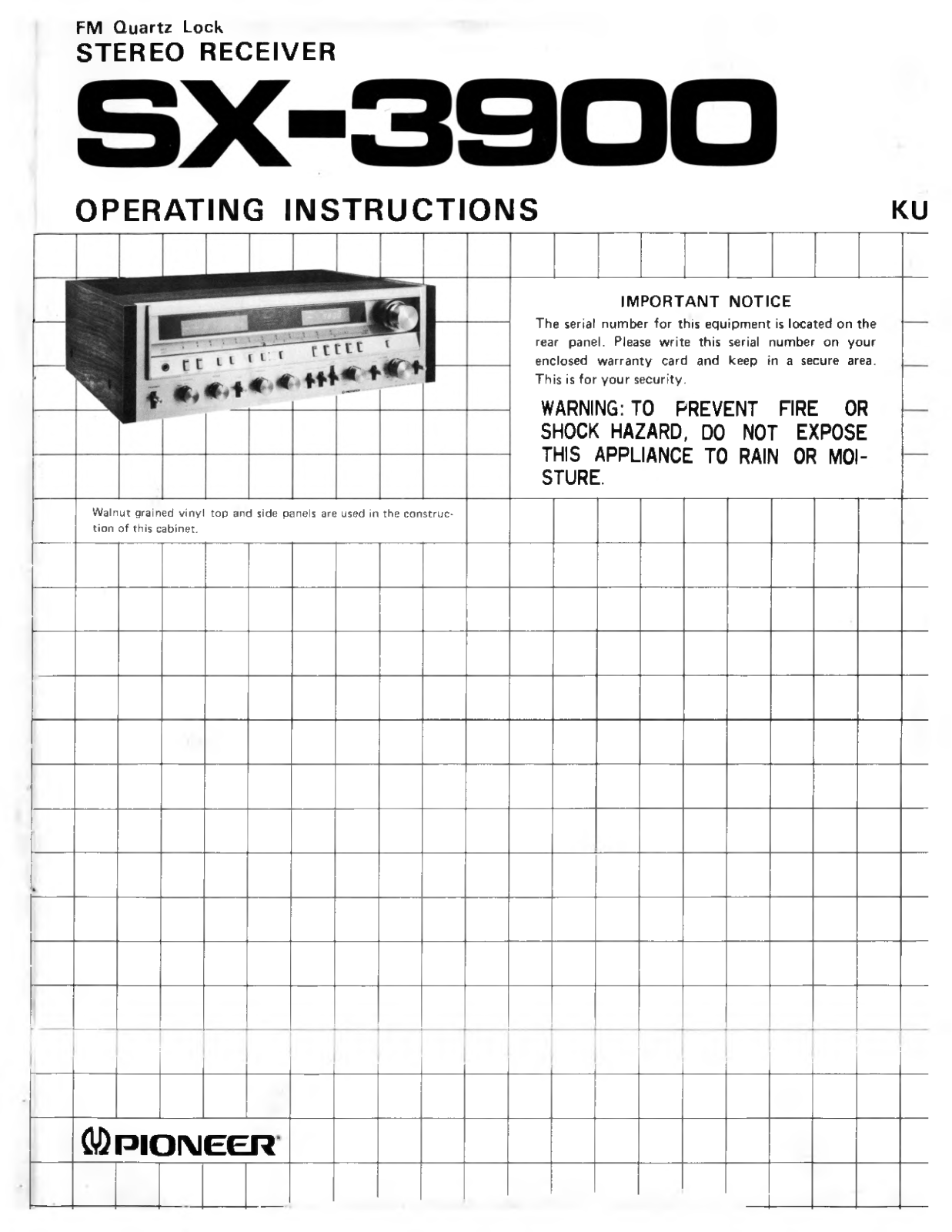 Pioneer SX-3900 User Manual
