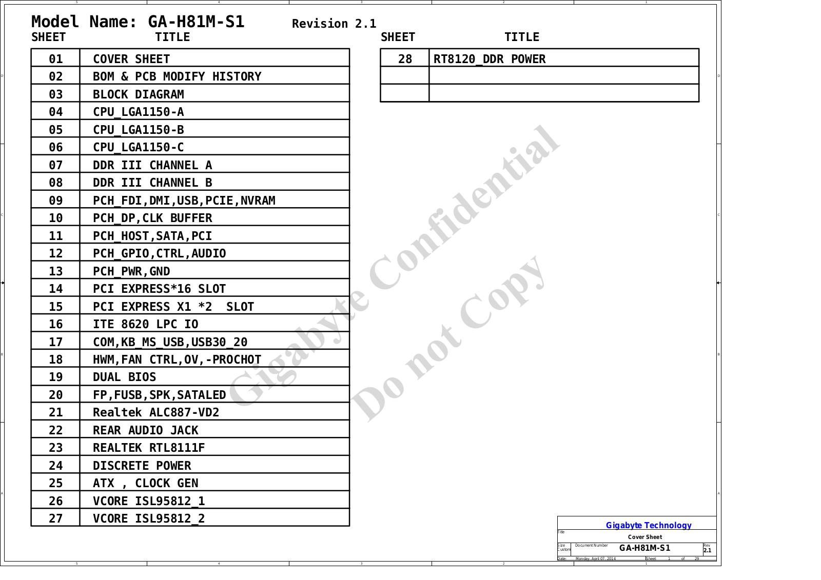 Gigabyte GA-H81M-S1_R21 Schematics