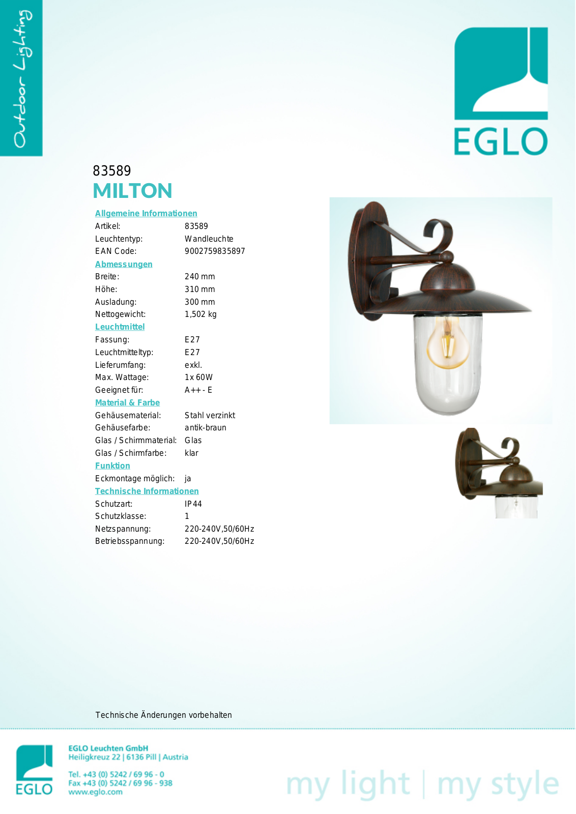 Eglo 83589 Service Manual