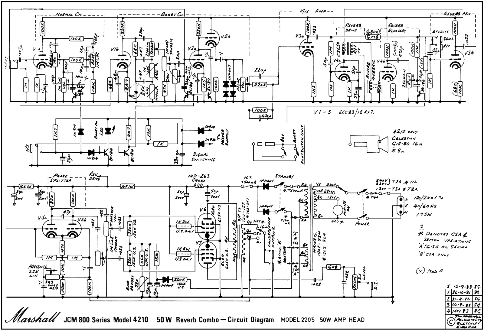 Marshall 4210-50W Schematic