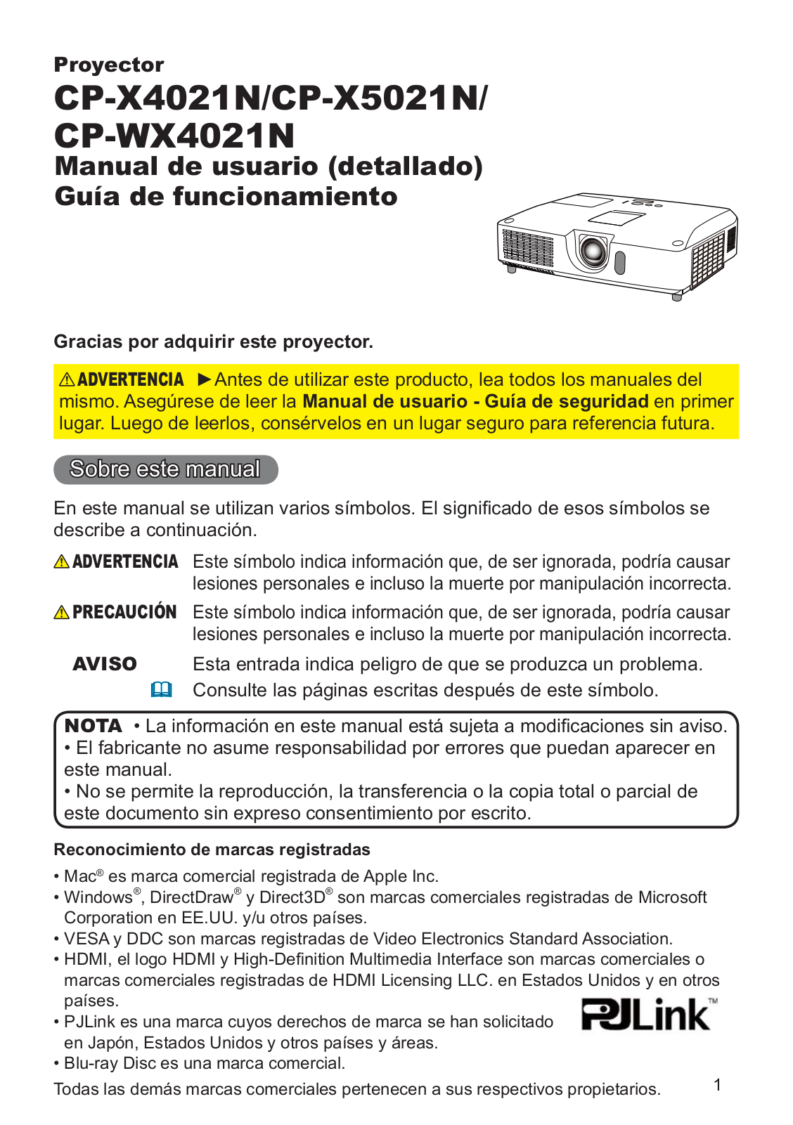 Hitachi CP-WX4021N, CP-X5021N, CP-X4021N User Manual