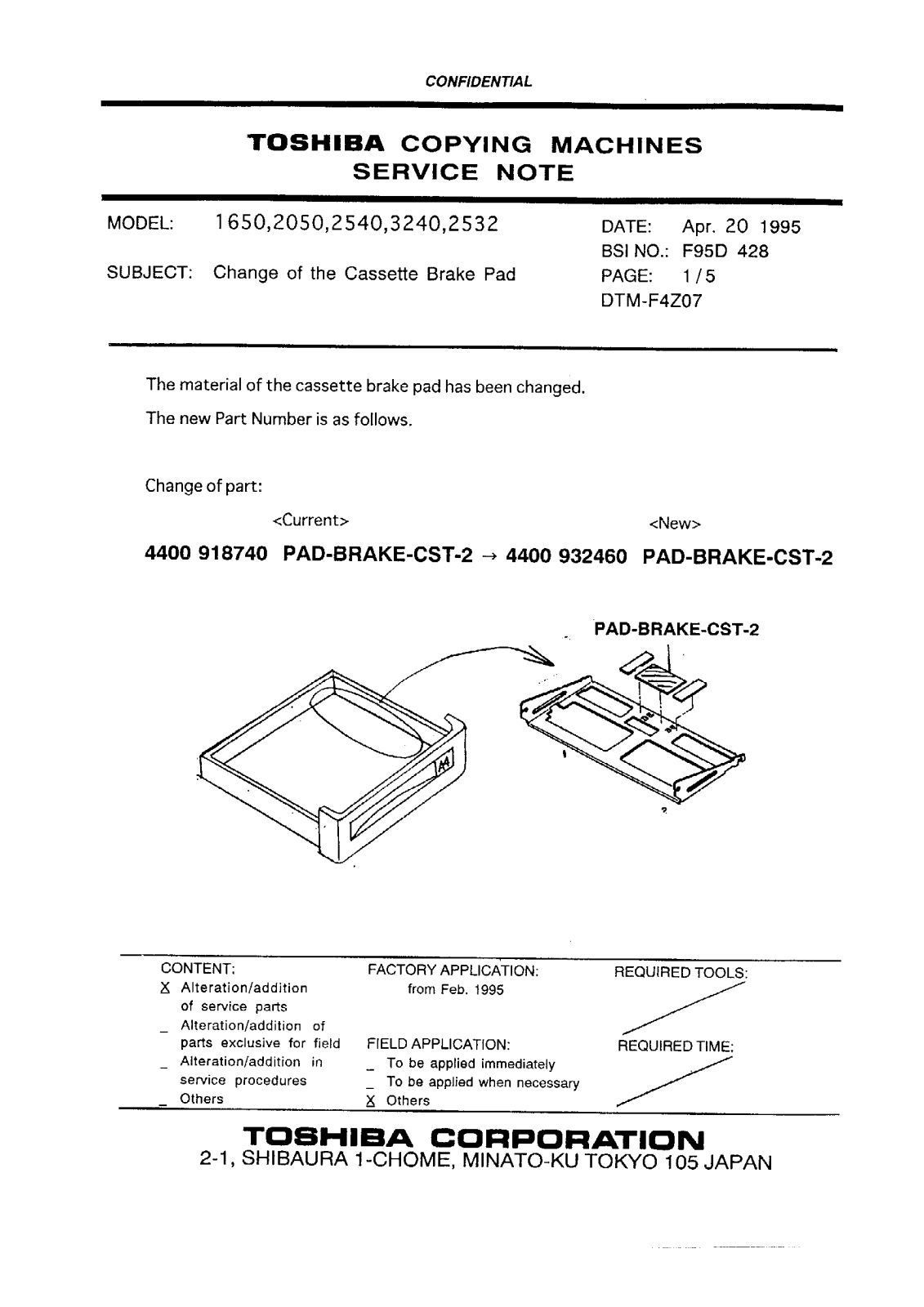 Toshiba f95d428 Service Note