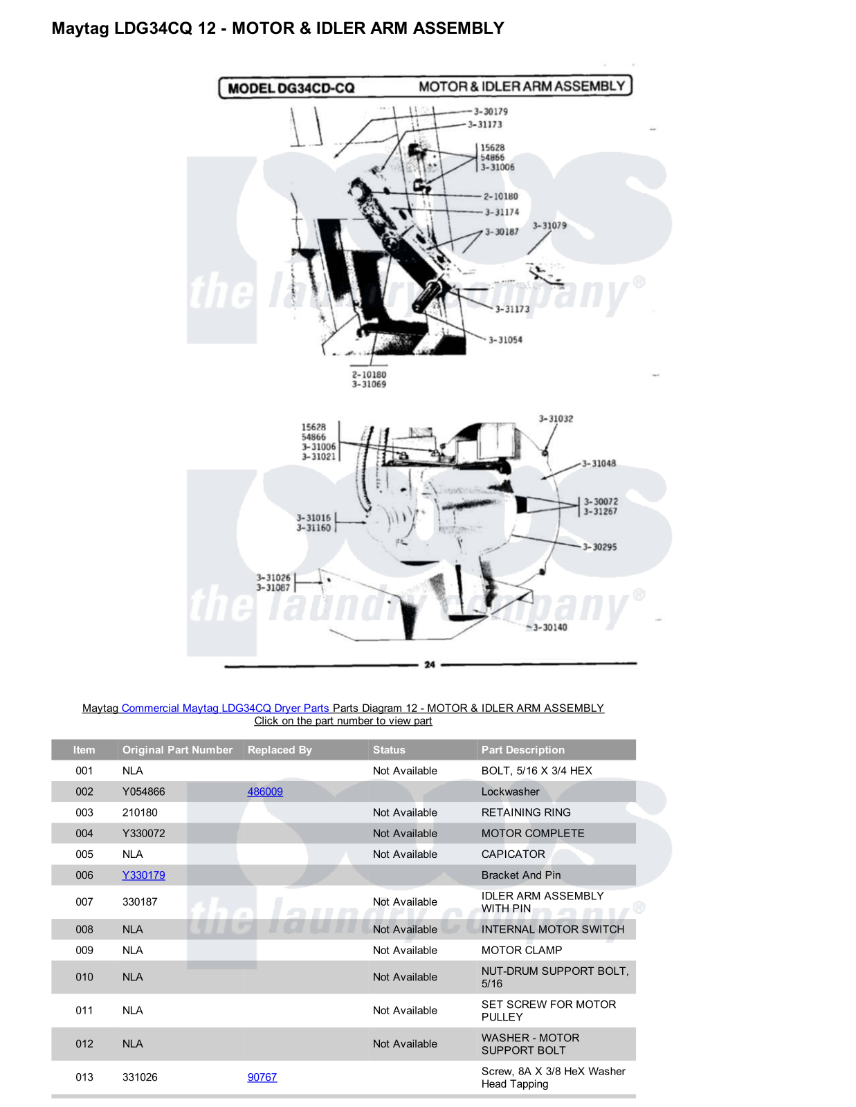 Maytag LDG34CQ Parts Diagram