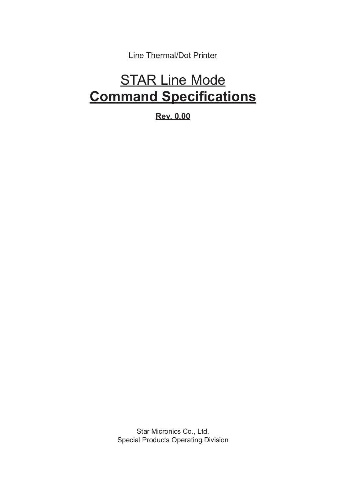 Star Micronics Line Thermal-Dot Printer User Manual