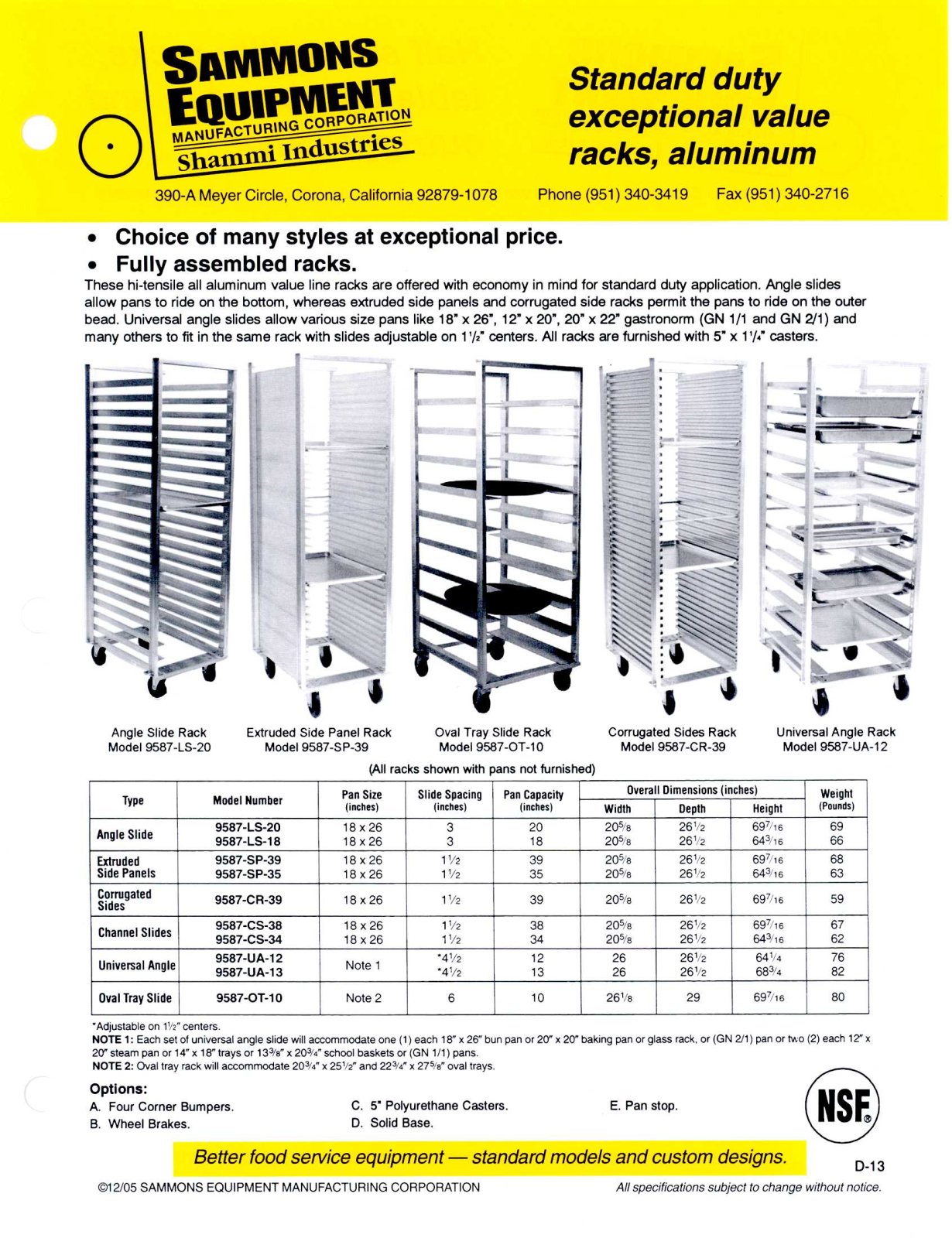 Sammons Equipment 9587-CR-39 User Manual