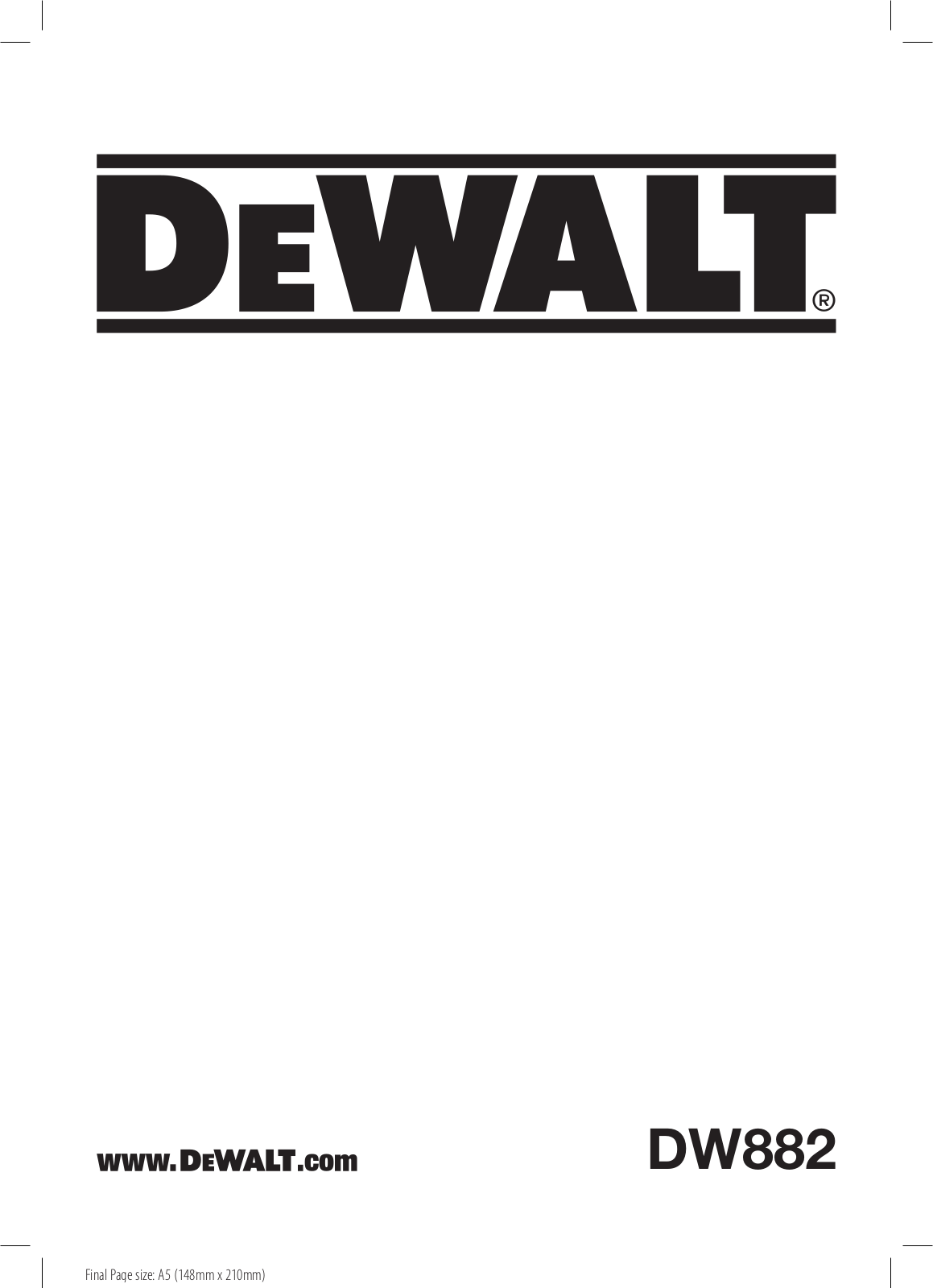 DeWalt DW882 Service Manual