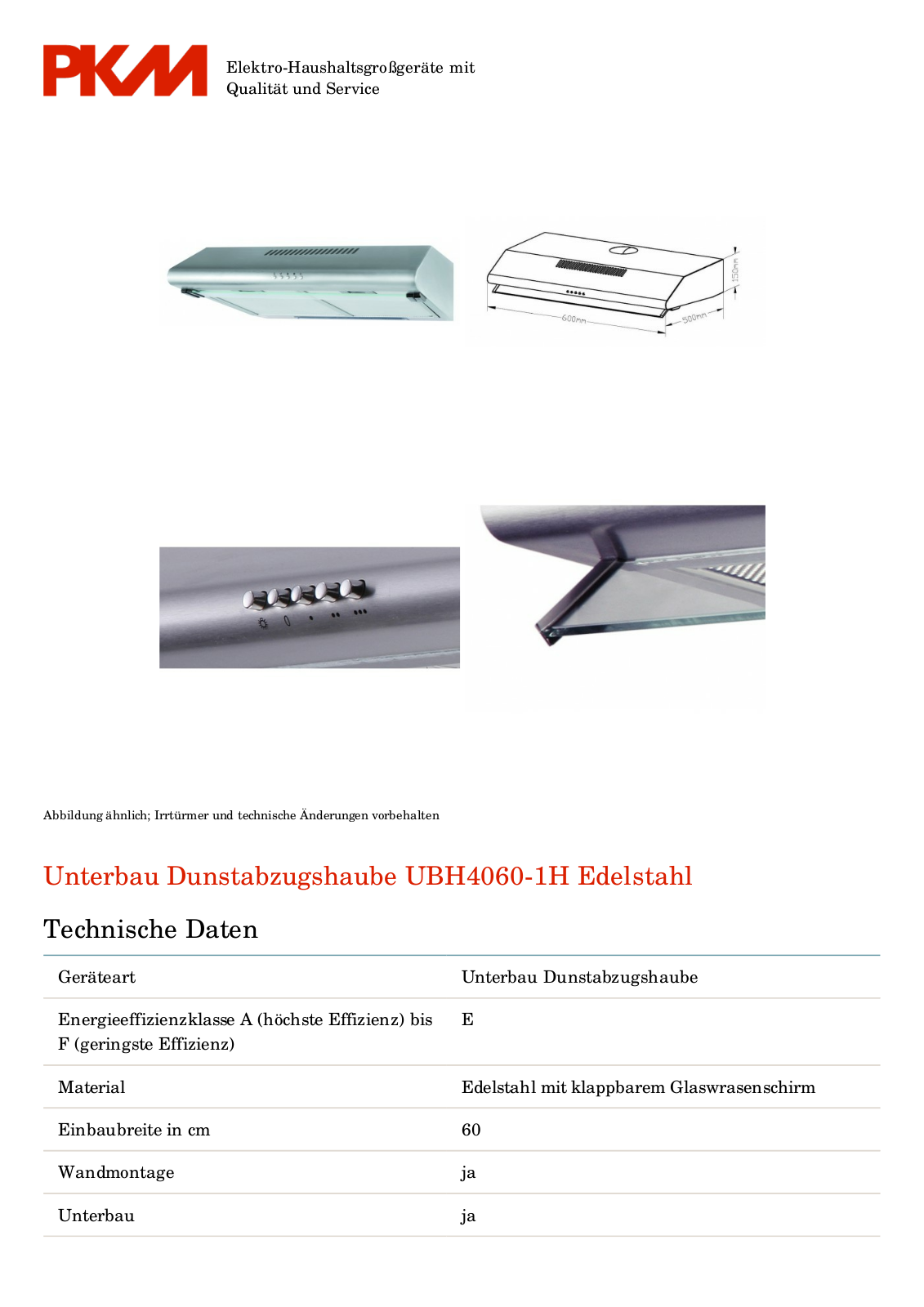 PKM UBH4060-1 User Manual