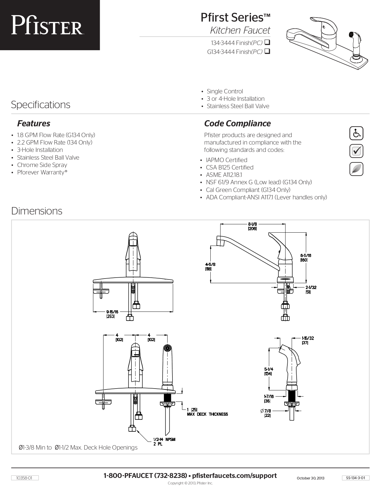 Pfister PPR2343 Specifications - ManualMachine.com