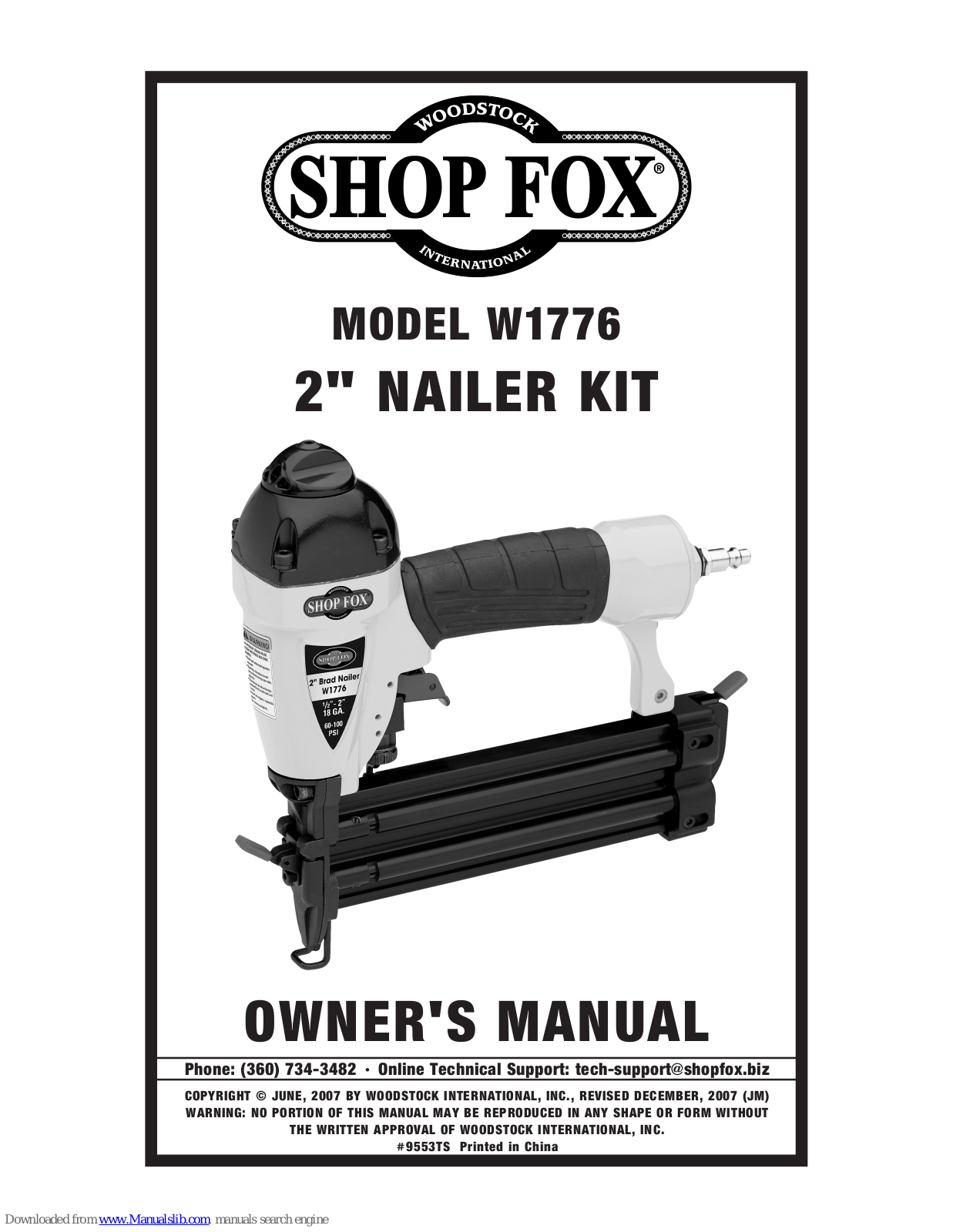 Shop fox W1776 Owner's Manual