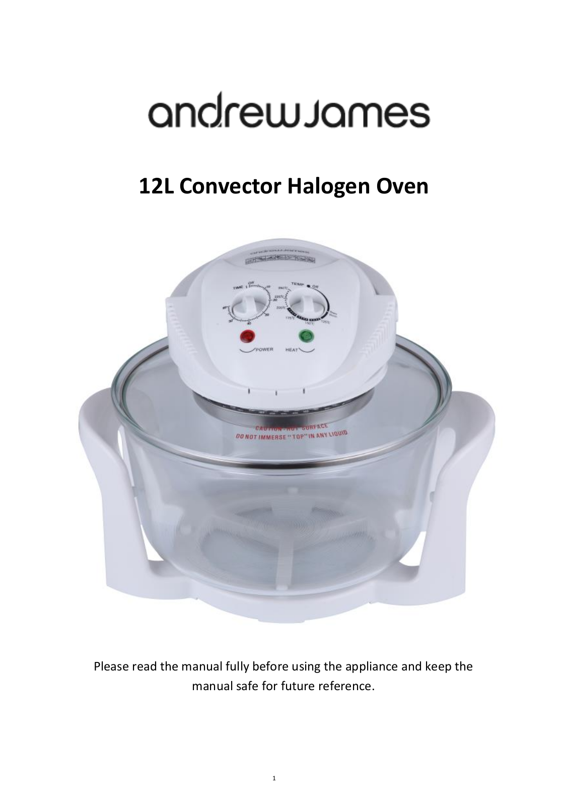 Andrew James Air Fryer for 12 Litre halogen Oven User Manual