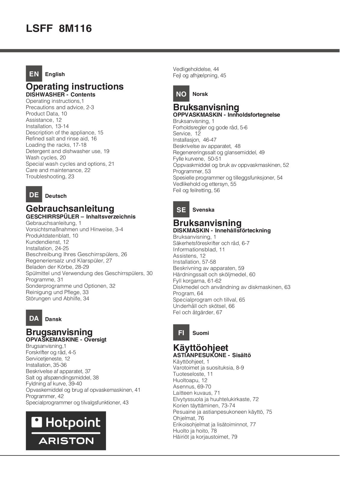 Hotpoint LSFF 8M116 C DE/SK User Manual