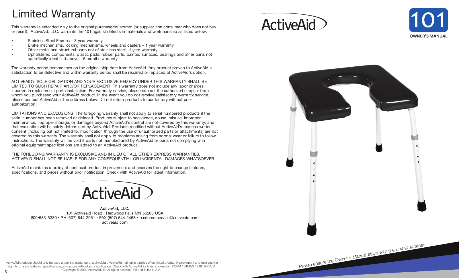 ActiveAid 101 OWNER MANUAL - ManualMachine.com