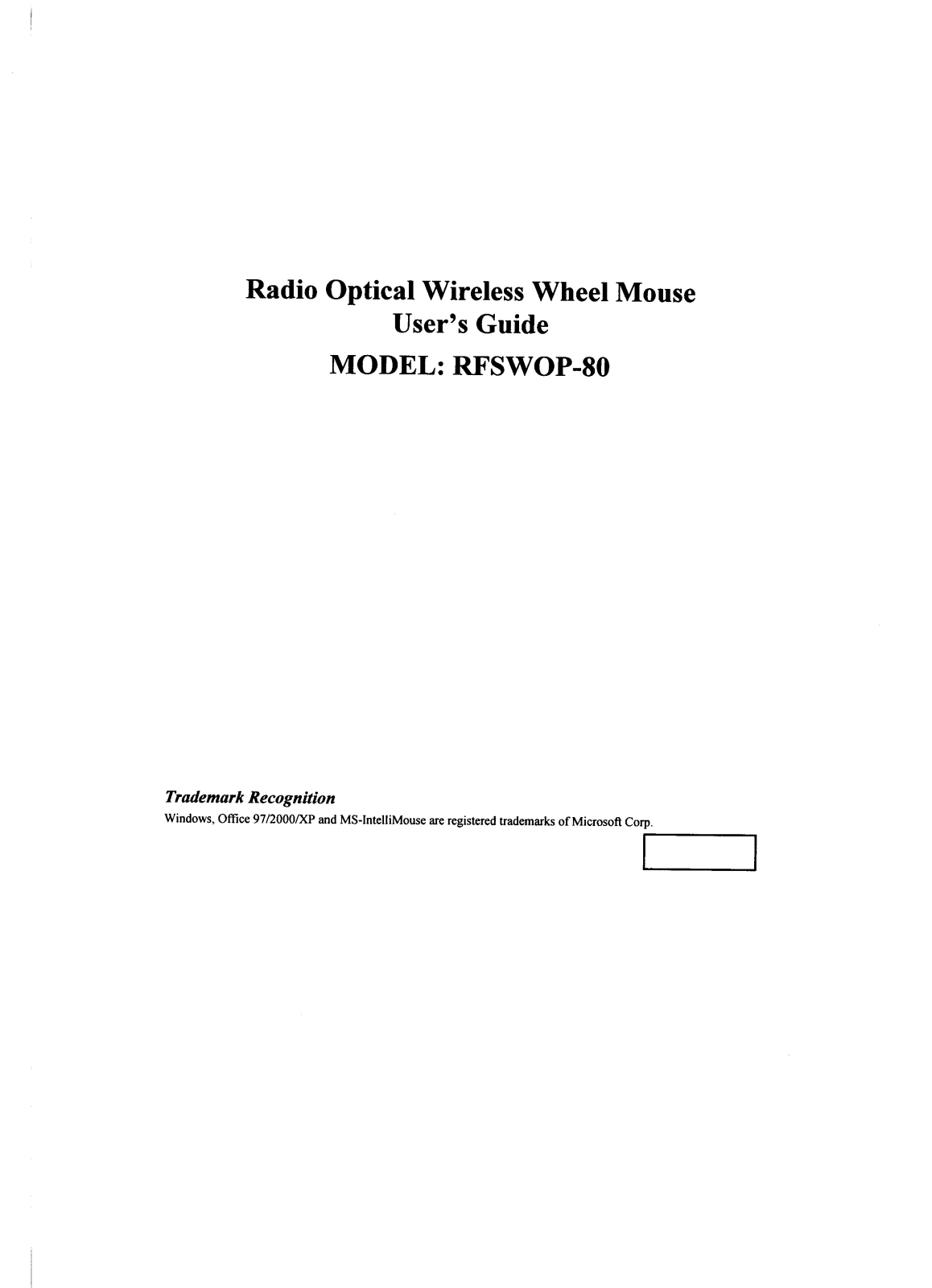 A4Tech RSWOP80 User Manual