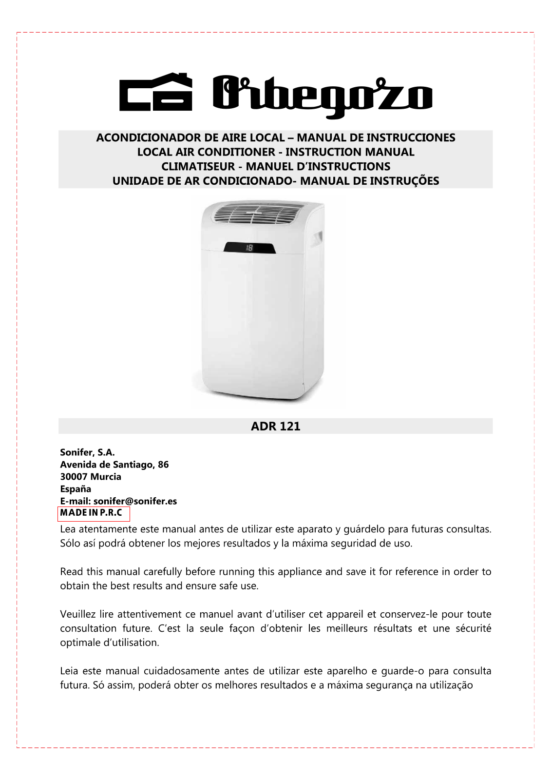 Orbegozo ADR 121 User guide - ManualMachine.com