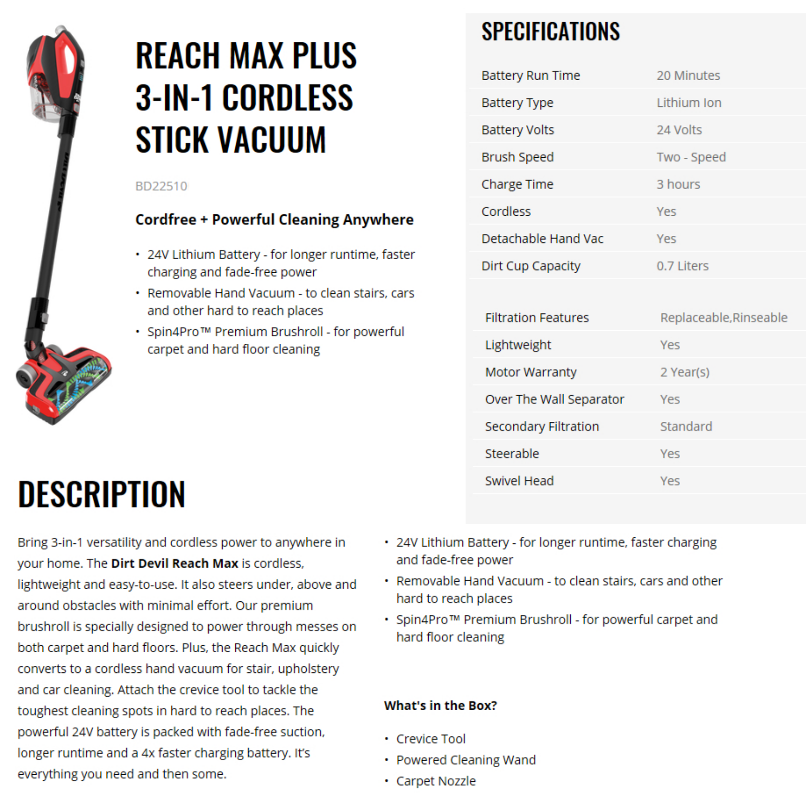 Dirt Devil DEI10000 Specifications - ManualMachine.com