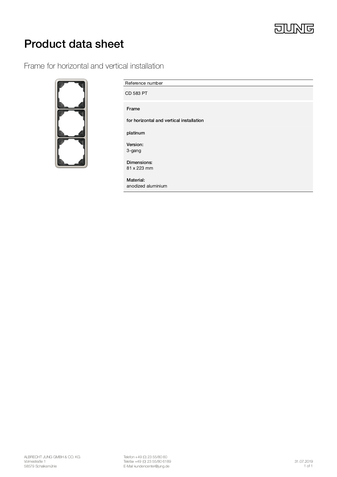 Jung CD 583 PT User Manual