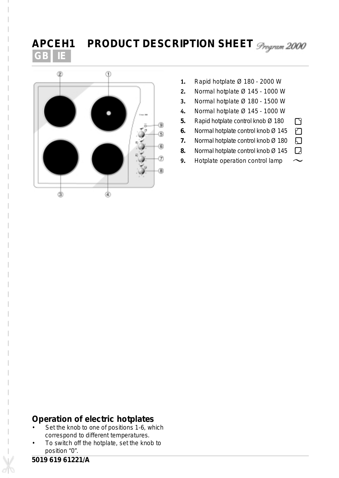 Whirlpool APCEH1/RG, APCEH1/AR, APCEH1/BR PROGRAM CHART