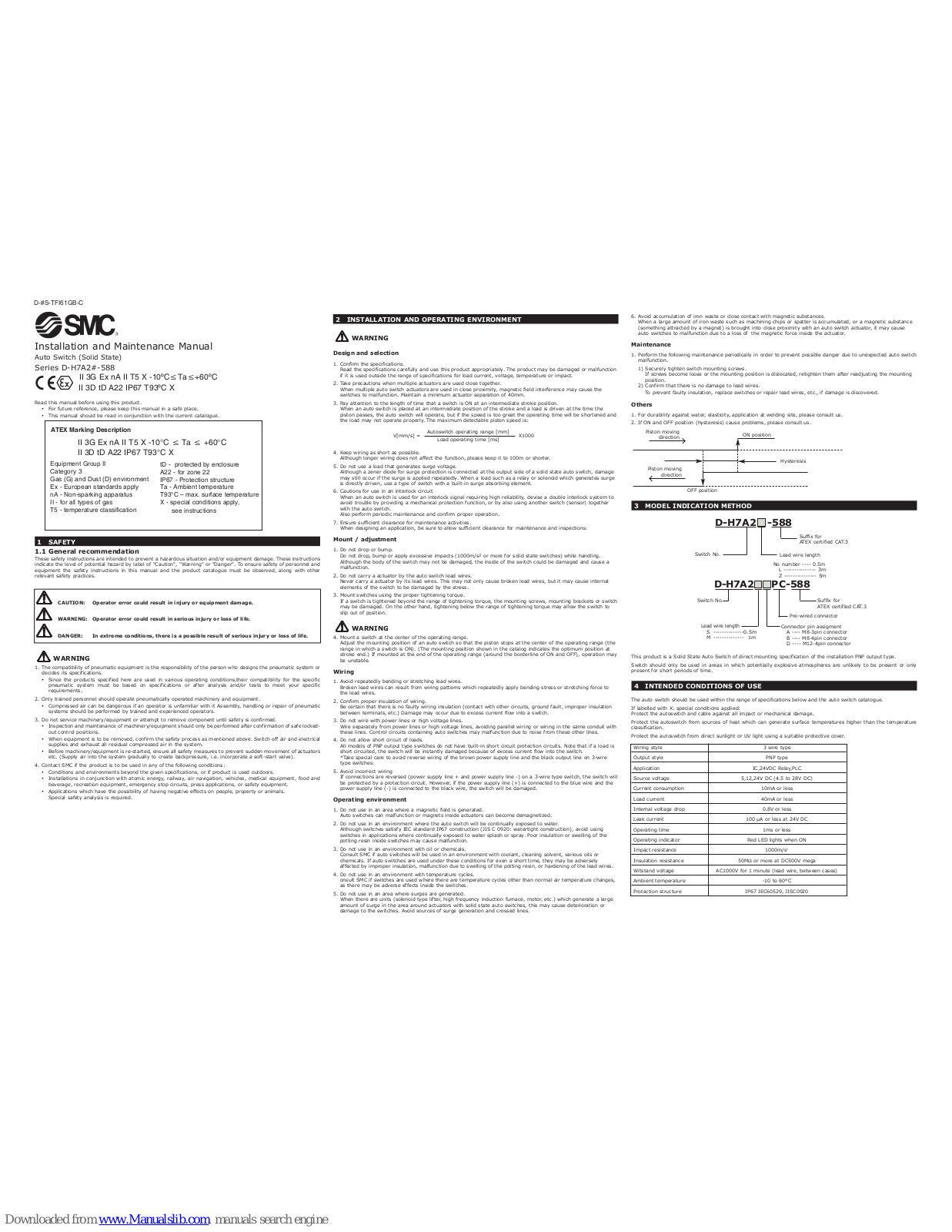 SMC Networks D-H7A2*-588, D-H7A2**PC-588 Installation And Maintenance Manual