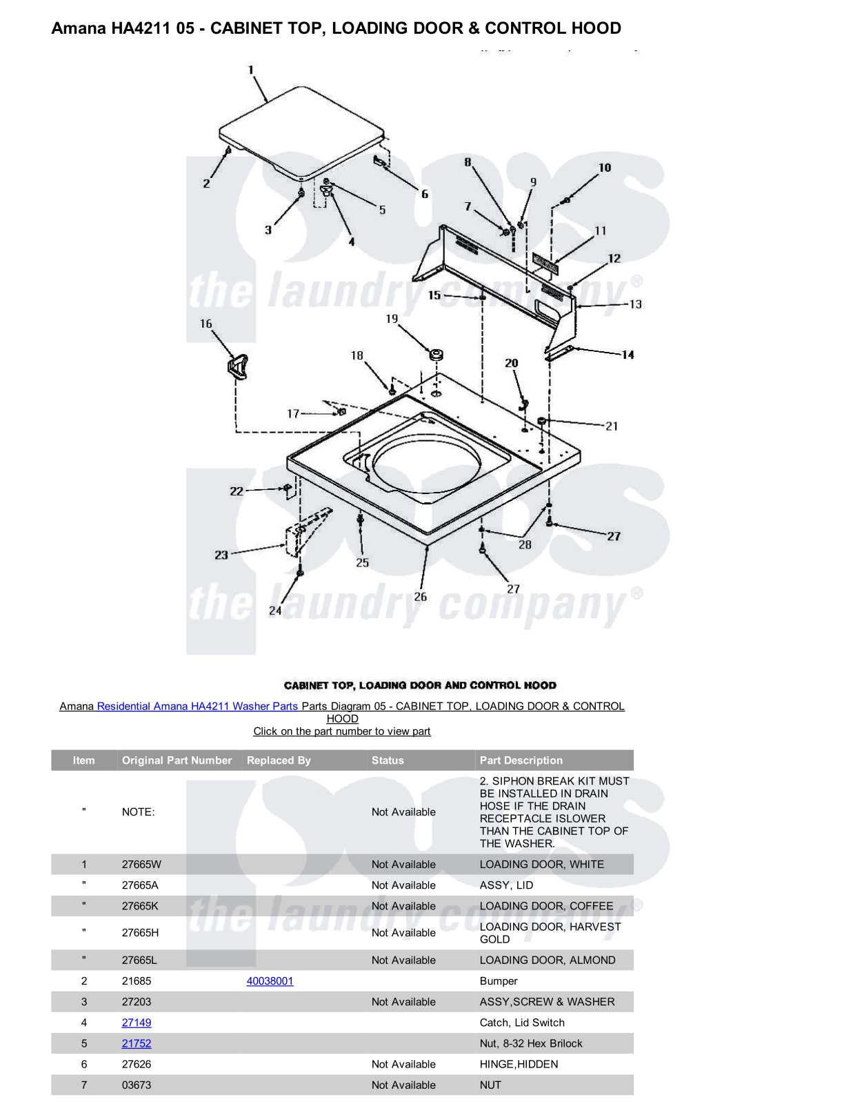 Amana HA4211 Parts Diagram