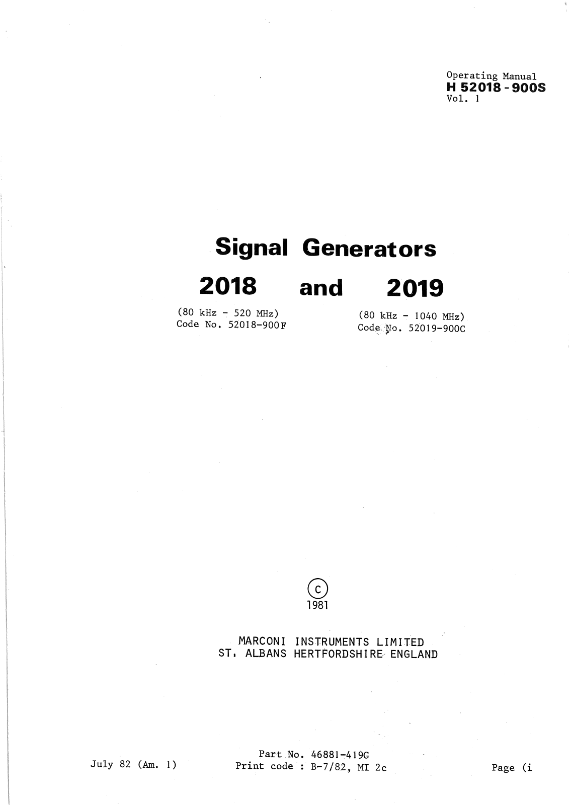 Marconi 2018, 2019 User Manual