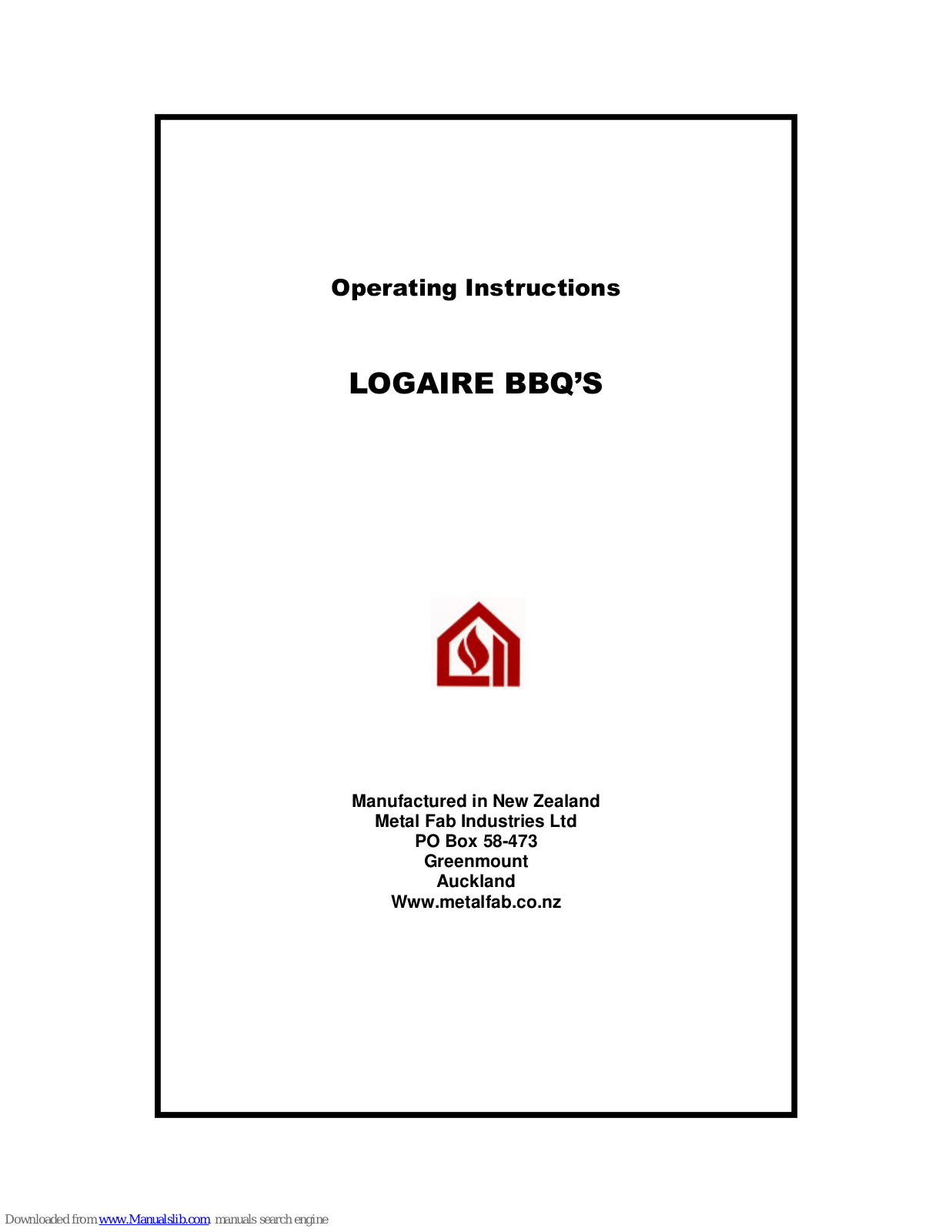 Metal Fab  Logaire Operation Instruction Manual