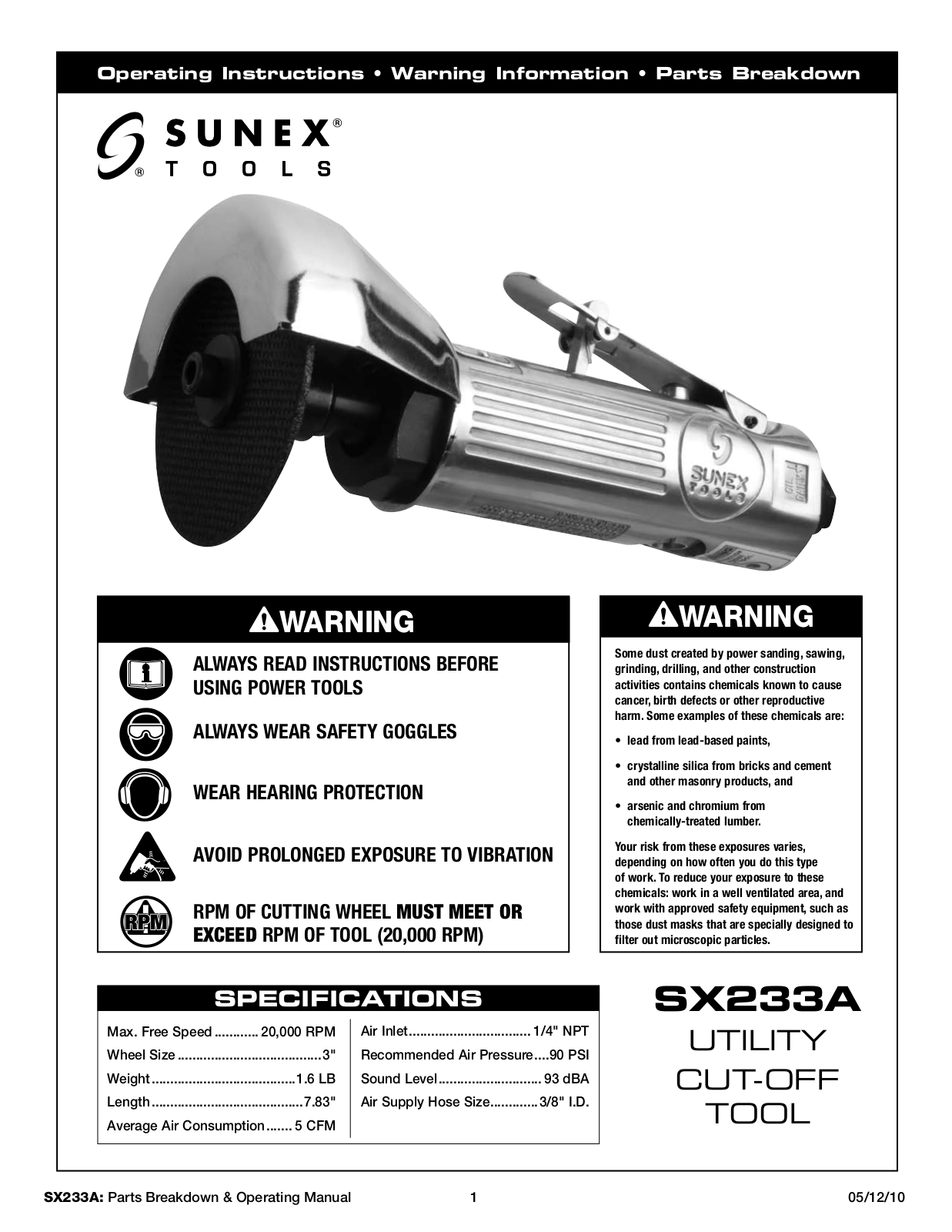 Sunex Tools SX233A User Manual