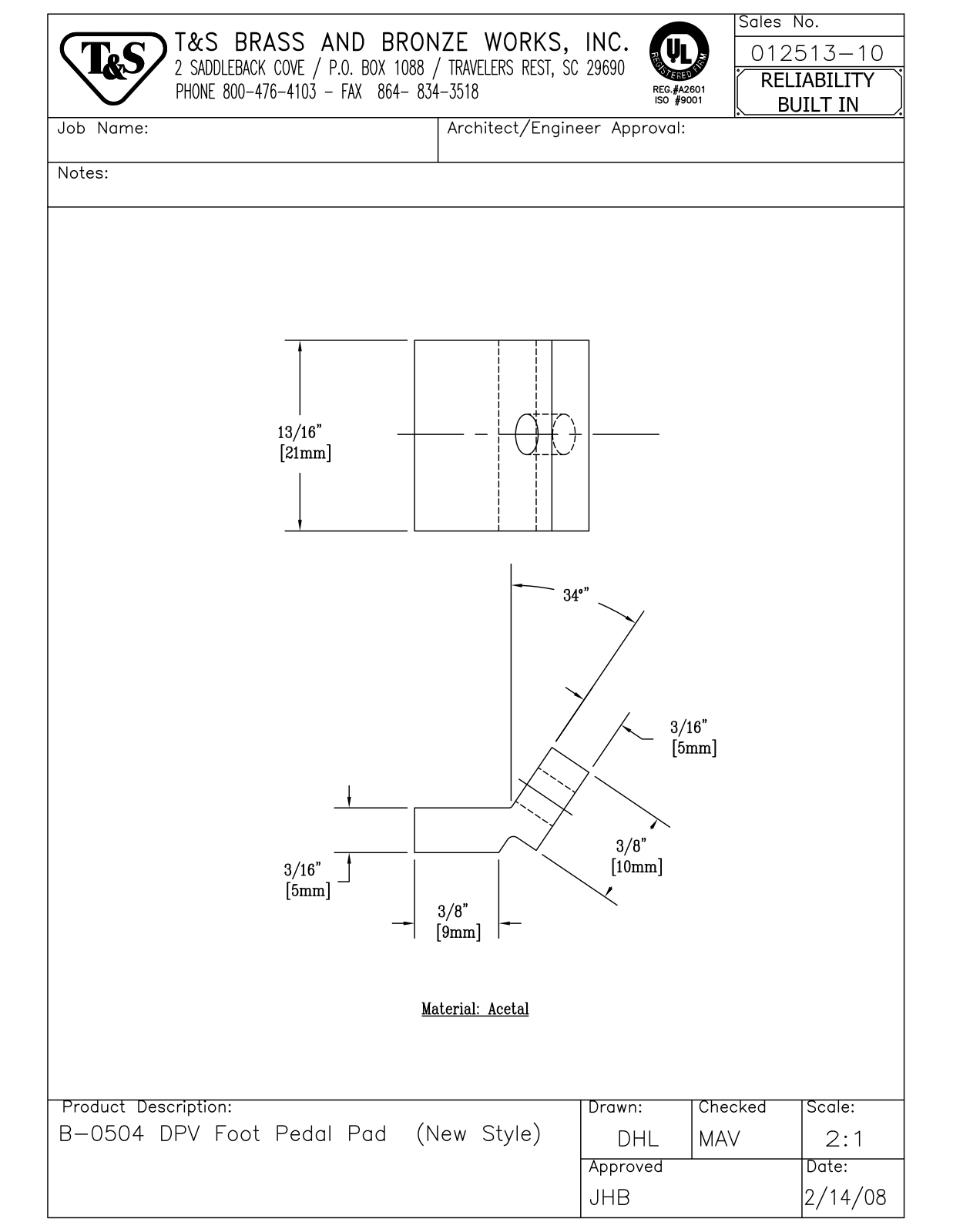 T&S Brass 012513-10 User Manual