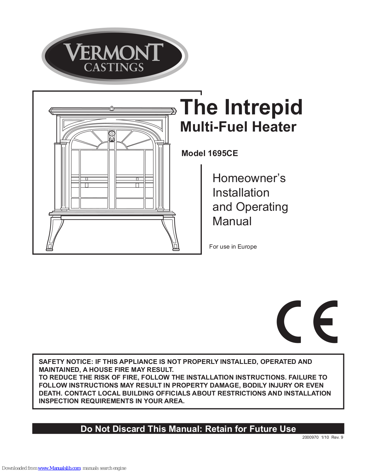 Vermont Castings The Intrepid 1695CE, The Intrepid 1695C, Intrepid 1696CE, Intrepid 1697CE Homeowner's Installation And Operating Manual