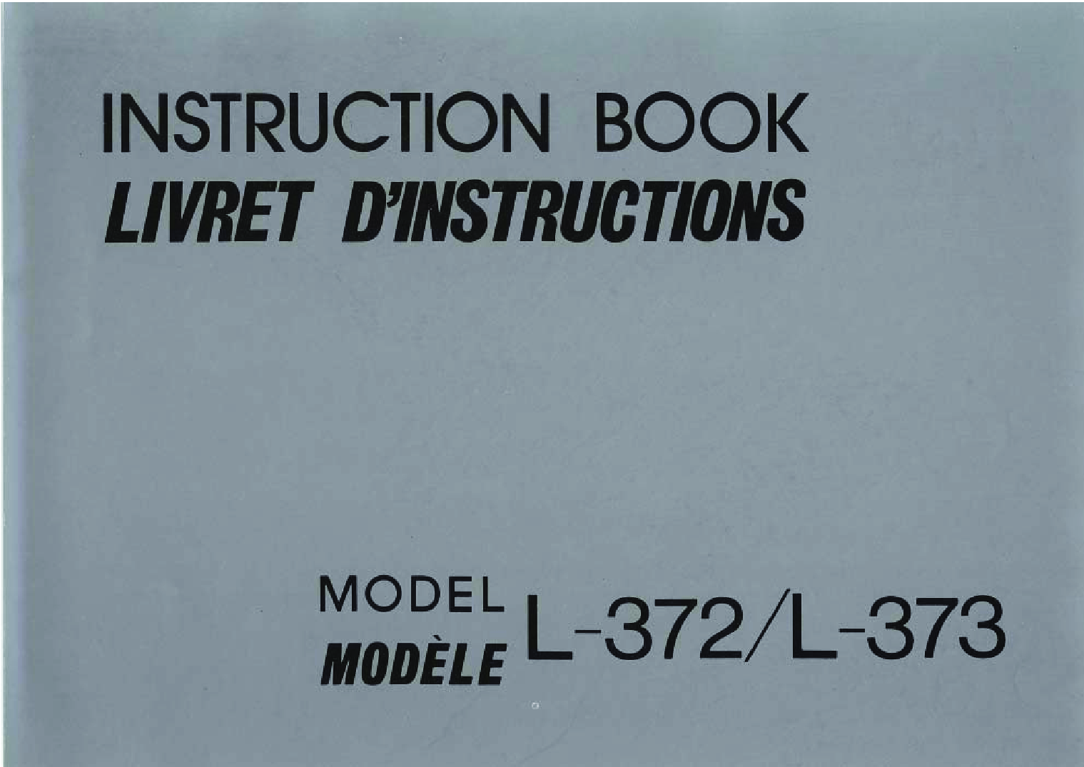 Janome L372, L373 Instruction Manual