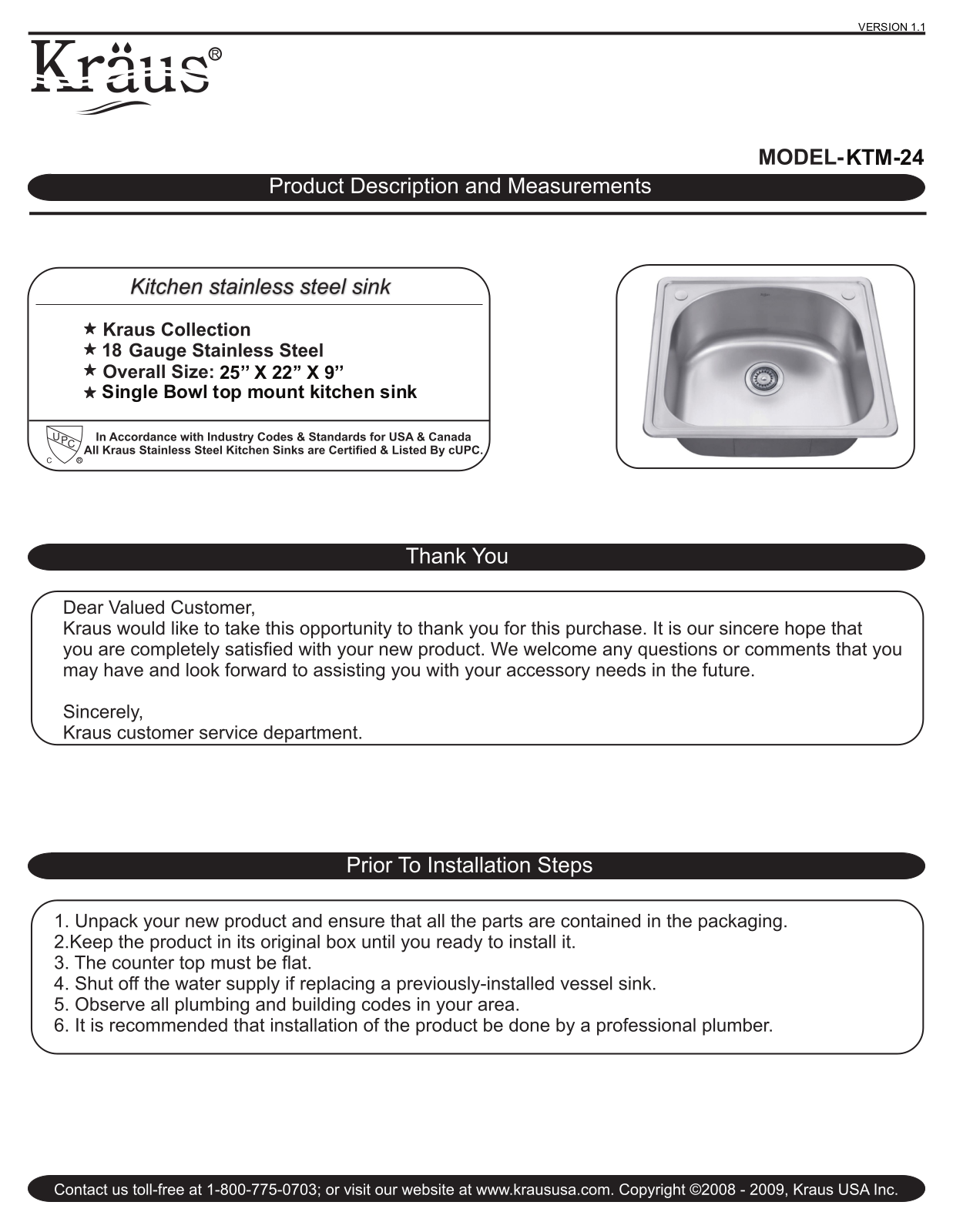 Kraus KTM24 User Manual