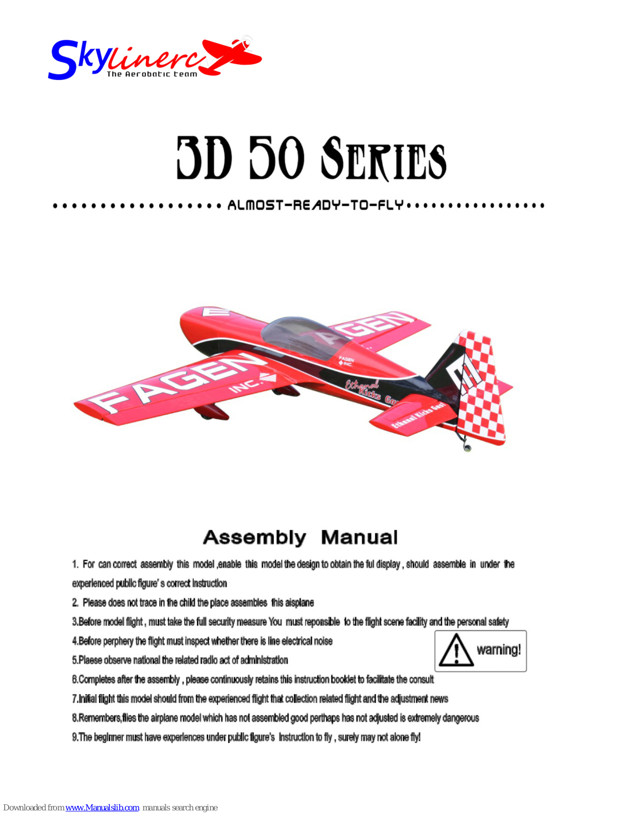 SkyLine EXTRA260, YAK55M, RAVEN, EXTRA330L, DGE540 Assembly Manual - ManualMachine.com