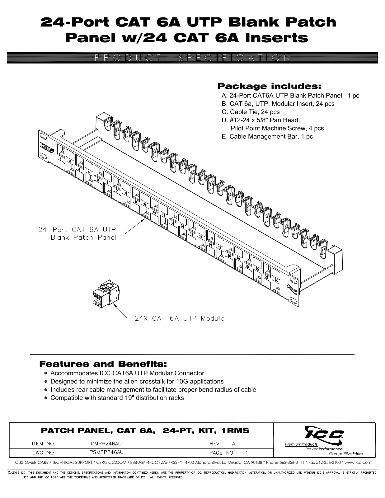 ICC ICMPP246AU Specsheet