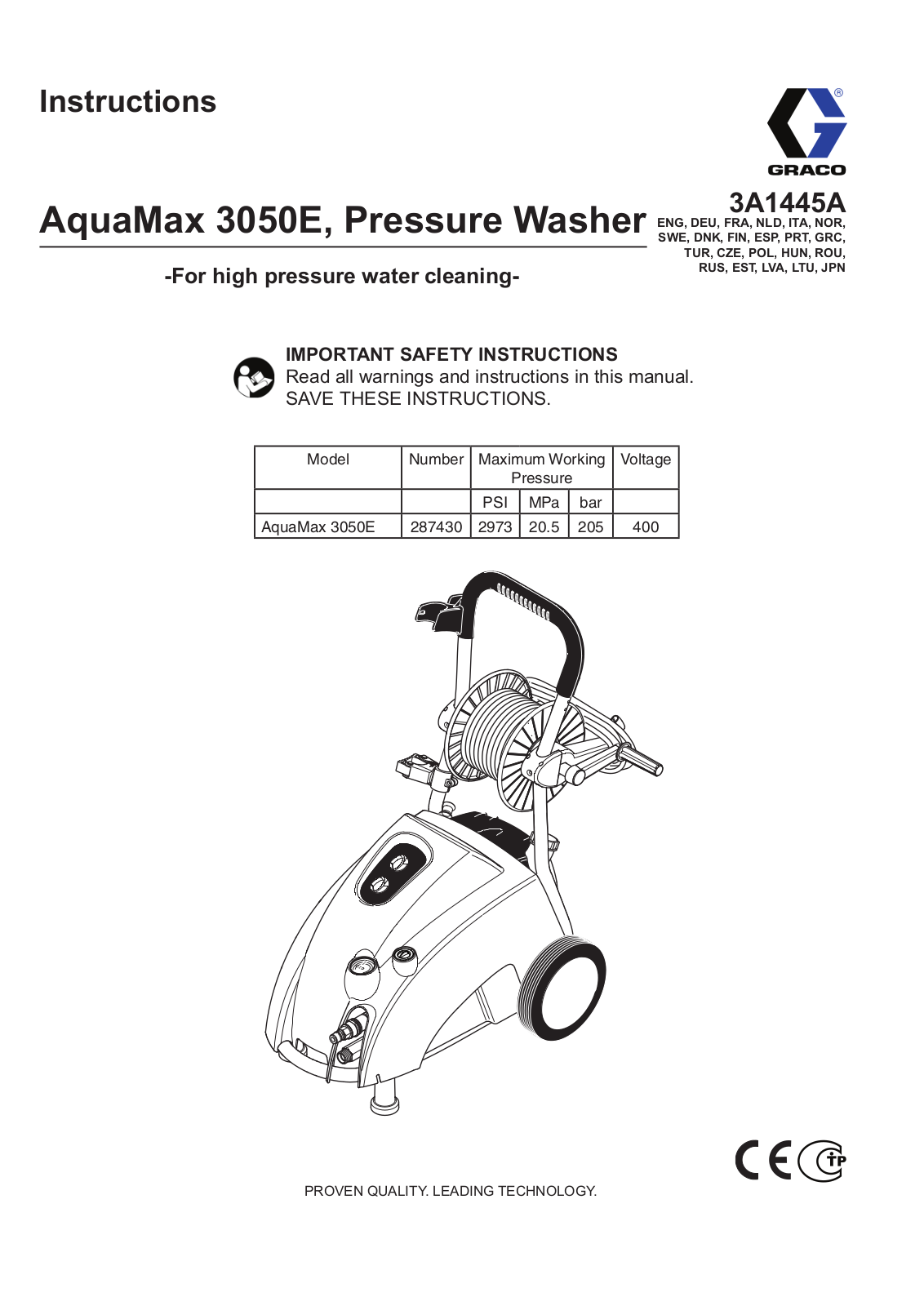 Graco E 3050 User Manual