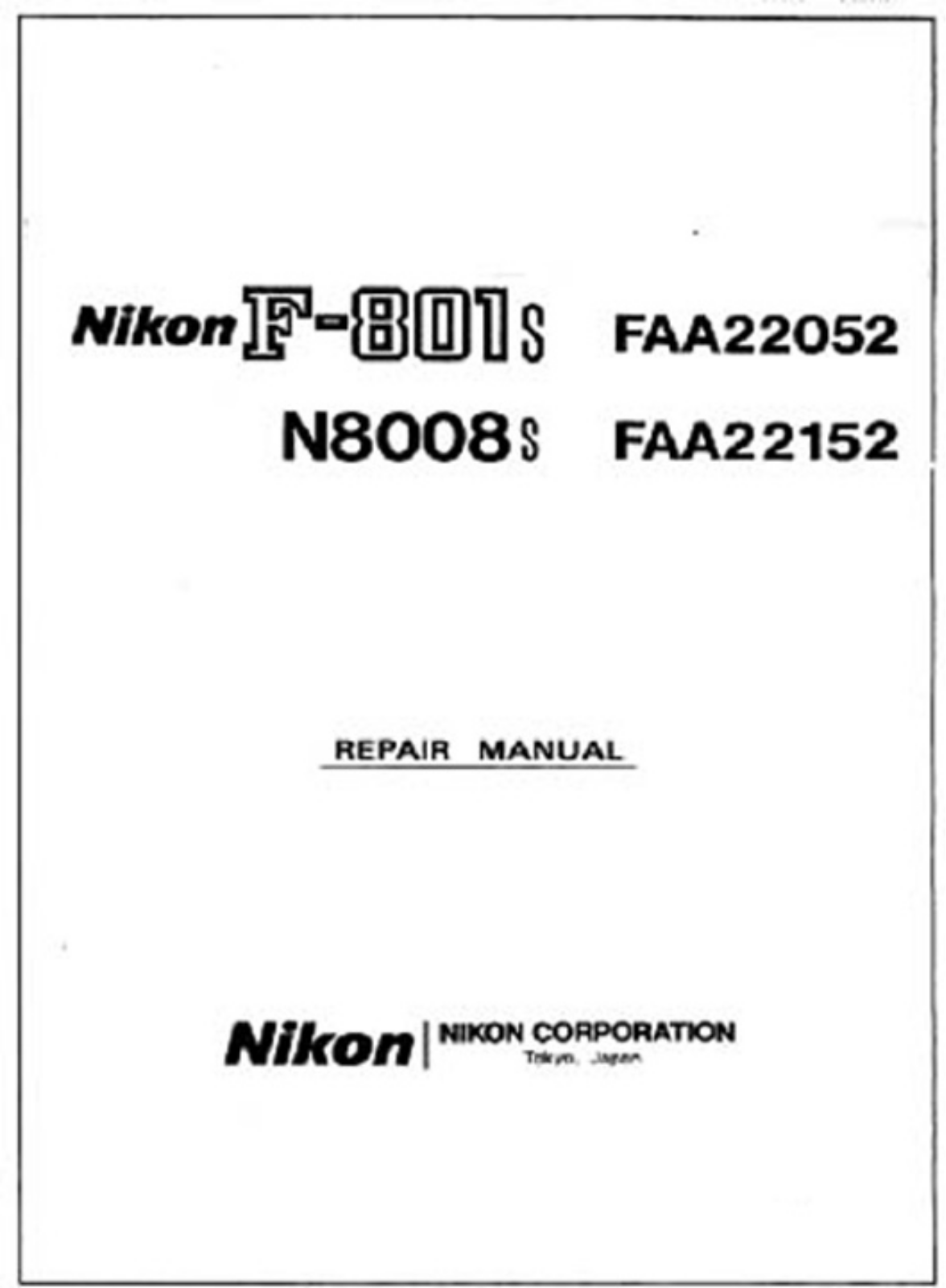 Nikon F801s Repair Manual